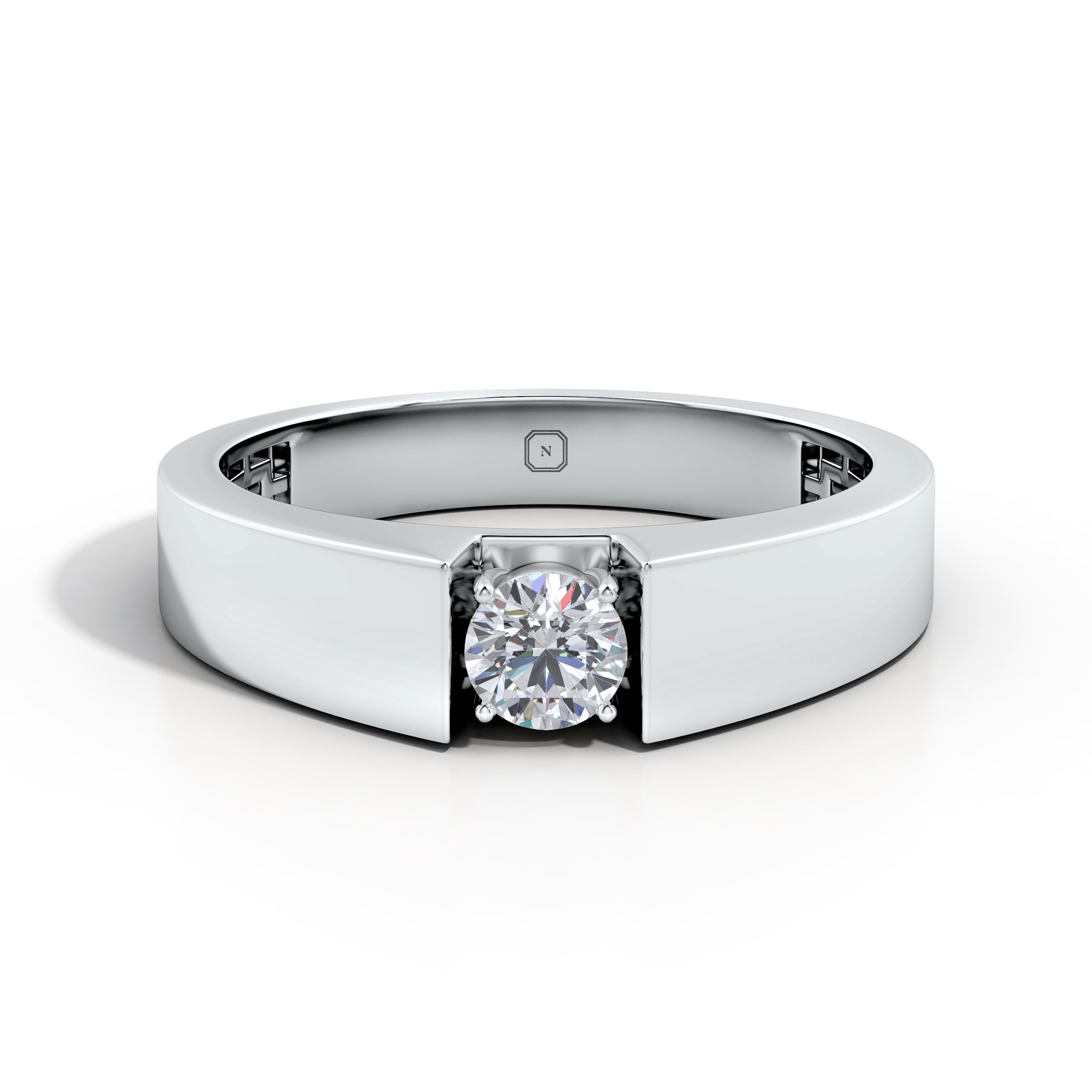 Amara | Minimal wide-band Solitaire Ring