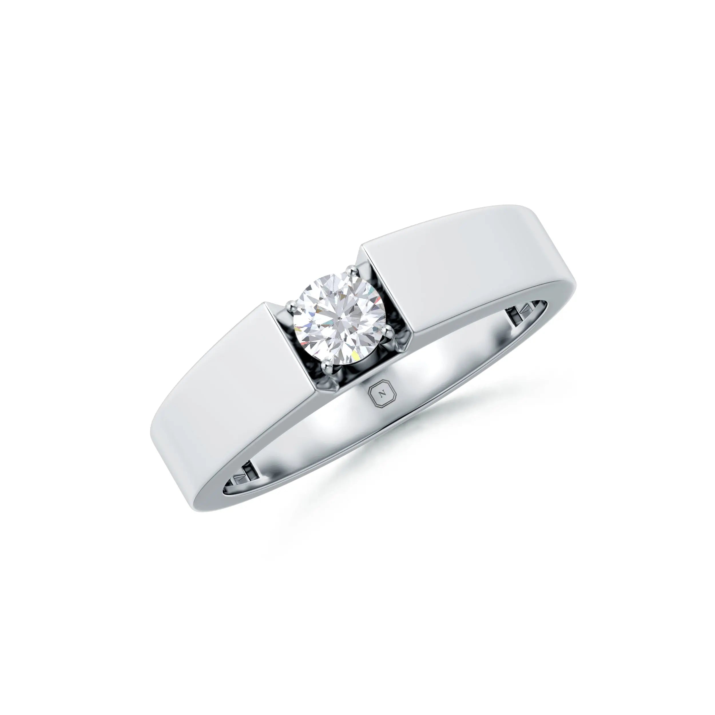 Amara | Minimal wide-band Solitaire Ring - Nivara