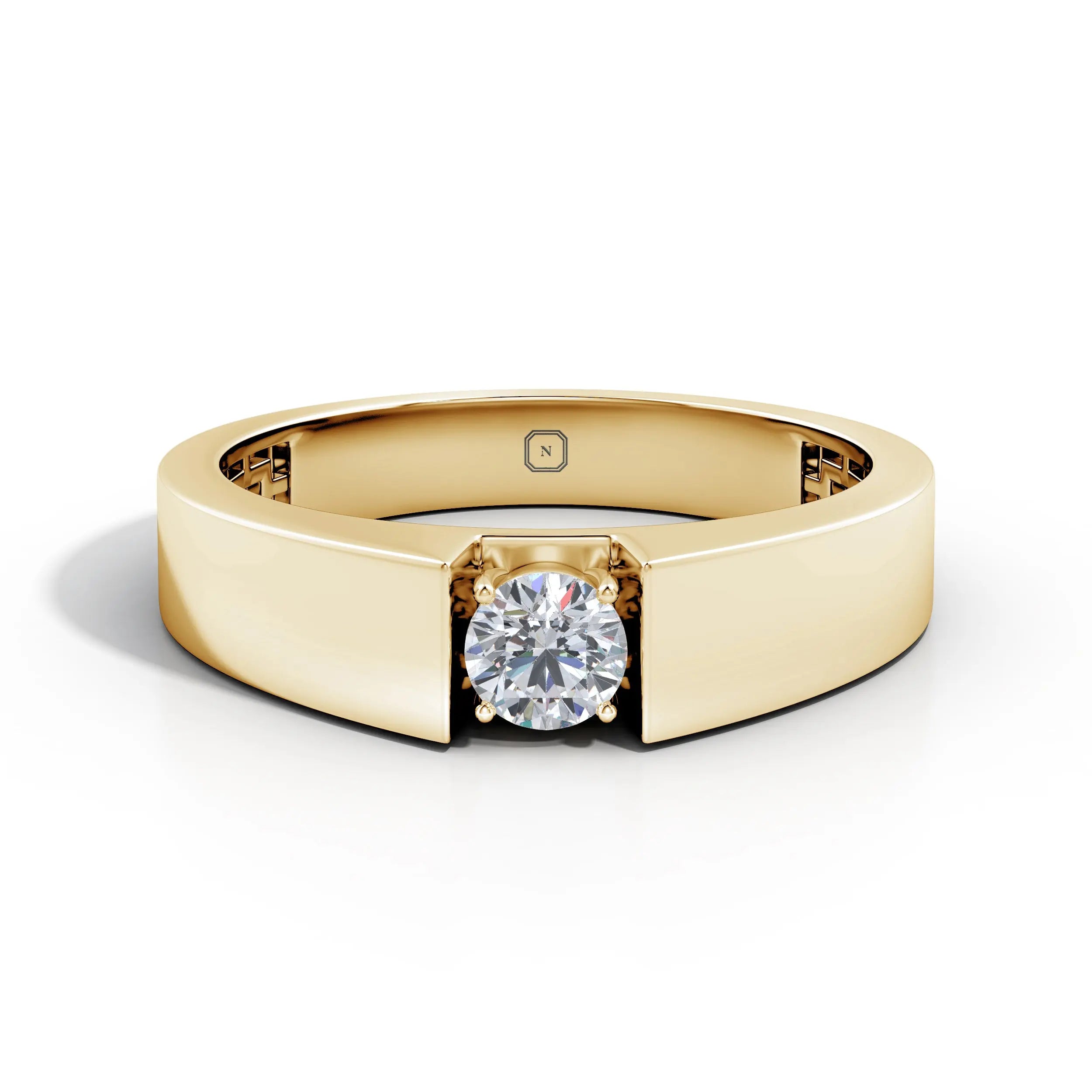 Amara | Minimal wide-band Solitaire Ring - Nivara
