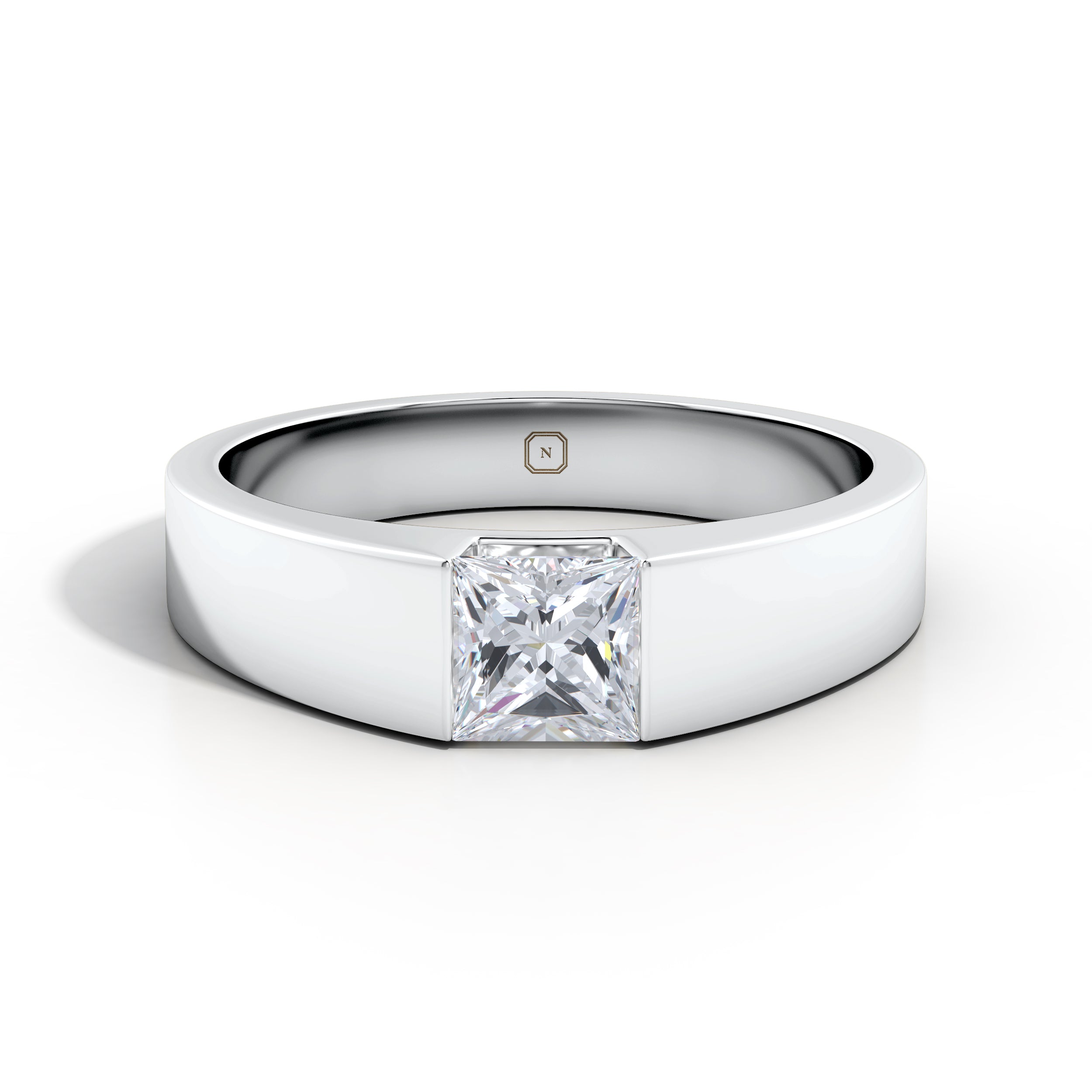 Amora | Princess-cut Wide Band Solitaire Ring