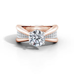 Amara | Crossover Solitaire with Diamond Accents Ring - Nivara