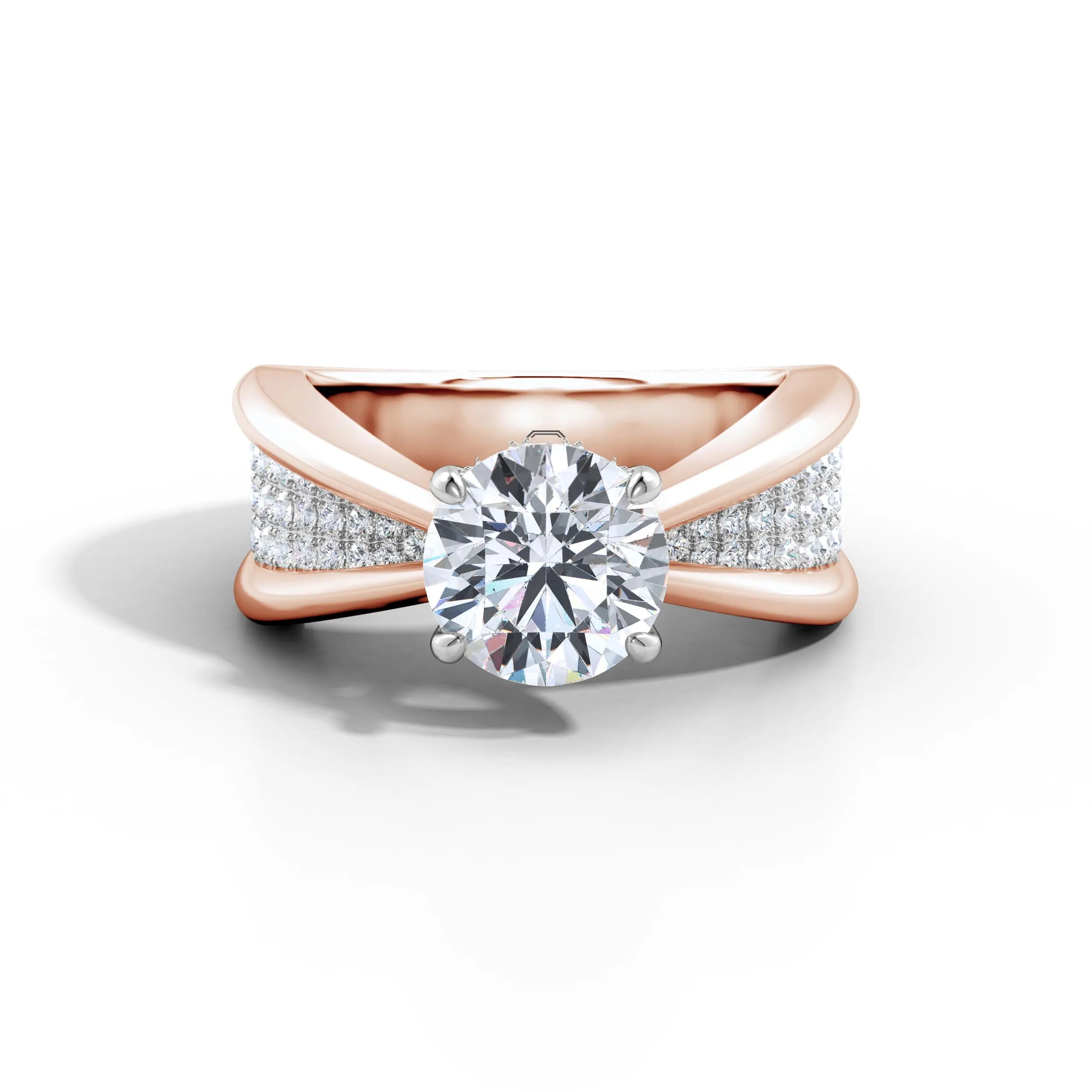 Amara | Crossover Solitaire with Diamond Accents Ring - Nivara