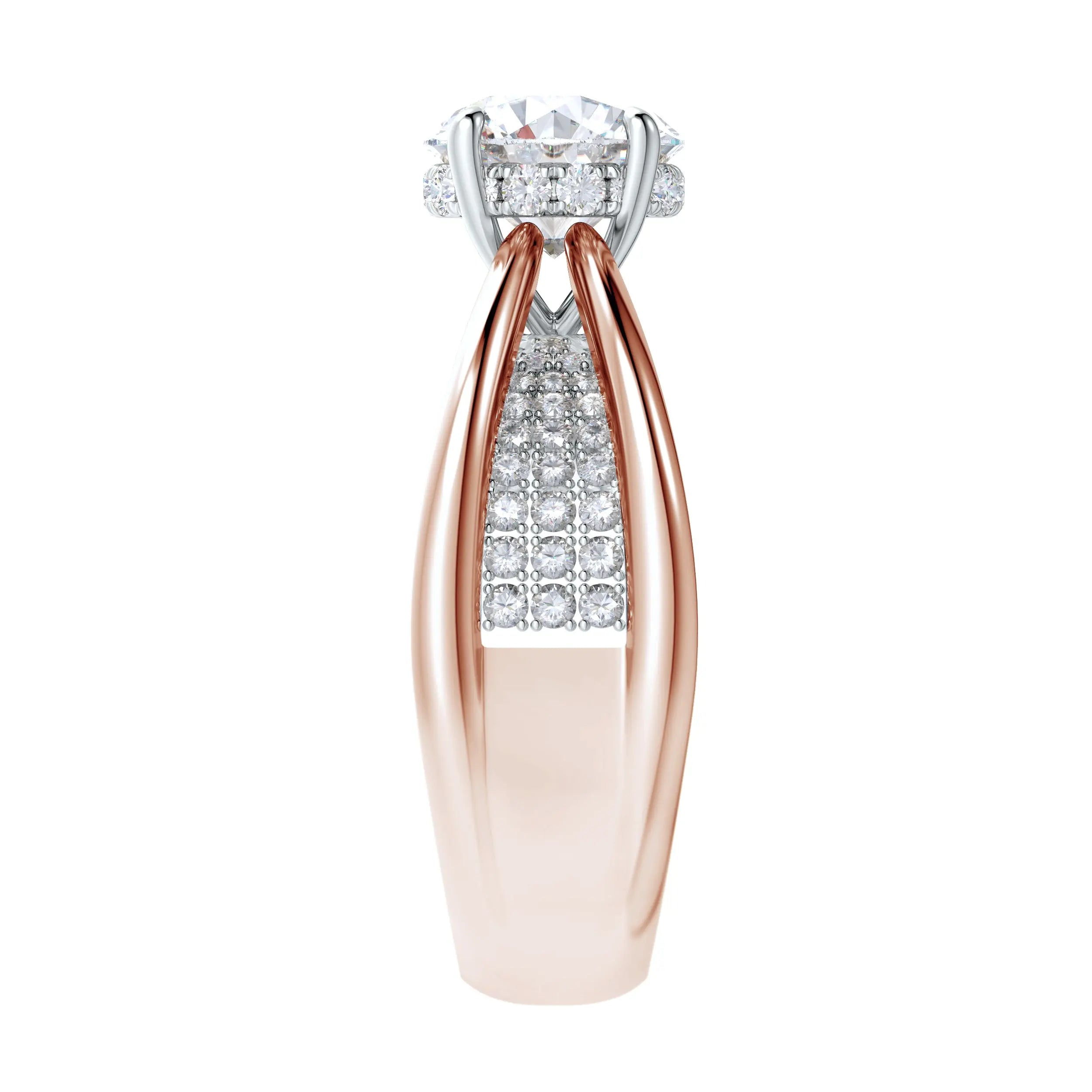 Amara | Crossover Solitaire with Diamond Accents Ring - Nivara