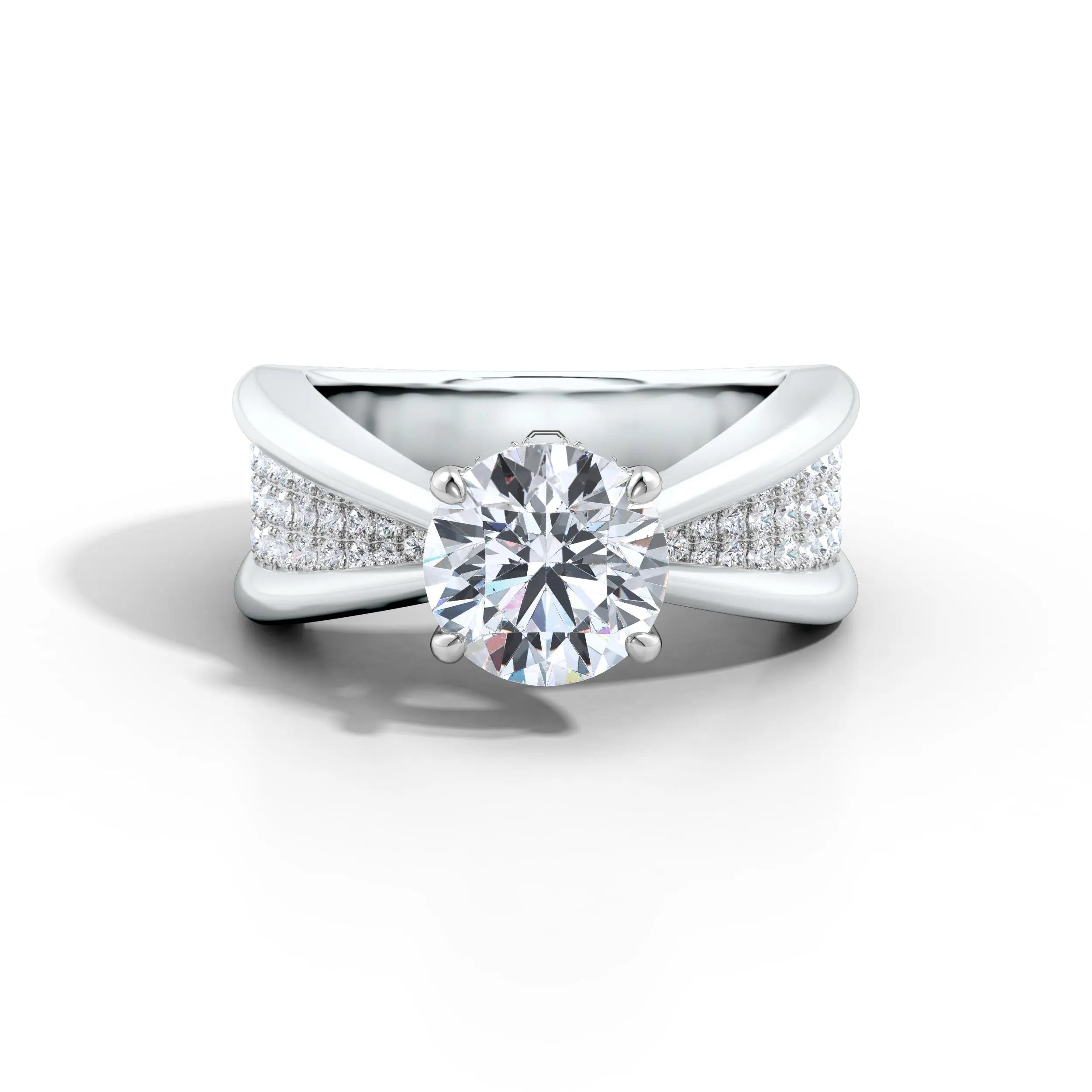 Amara | Crossover Solitaire with Diamond Accents Ring - Nivara