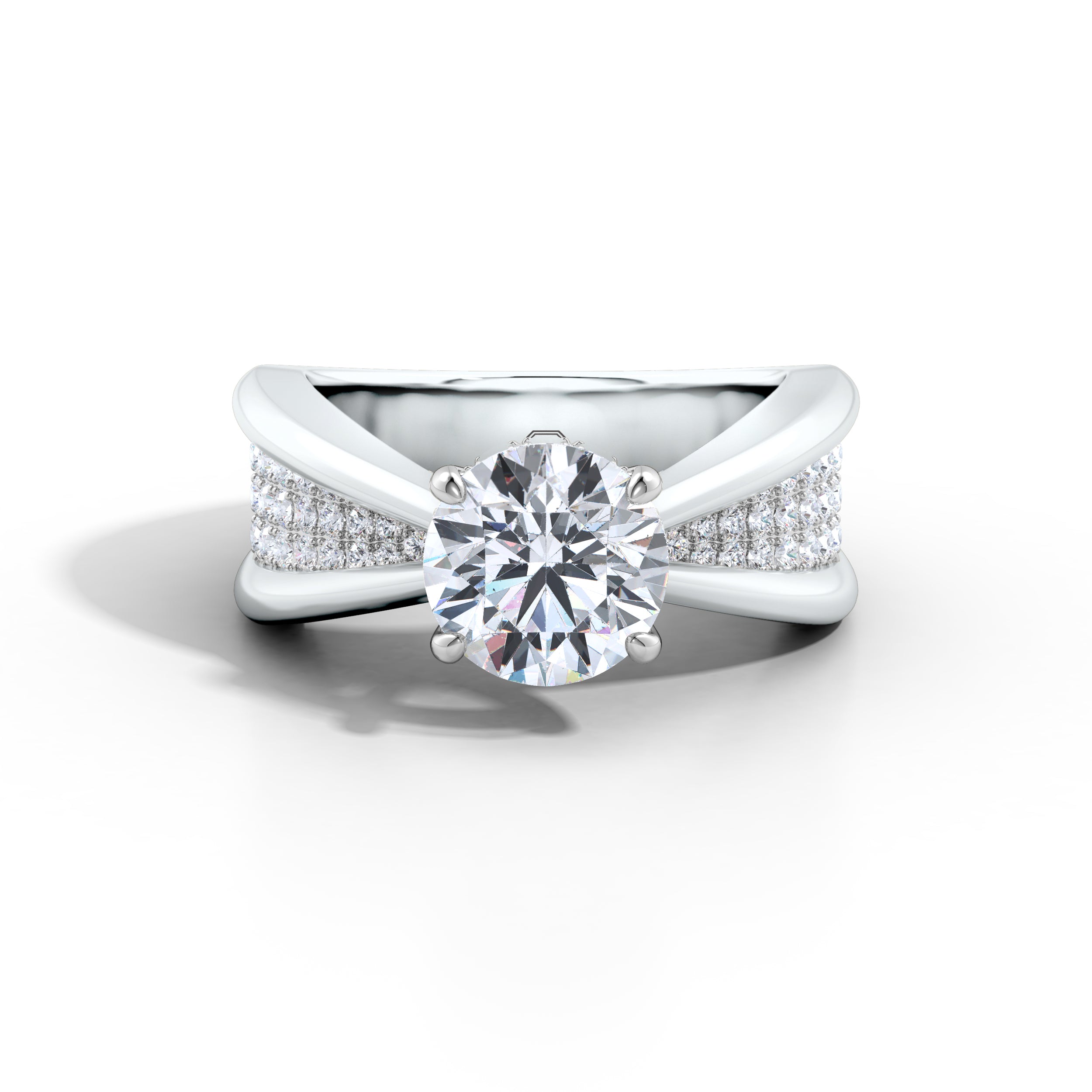 Amara | Crossover Solitaire with Diamond Accents Ring