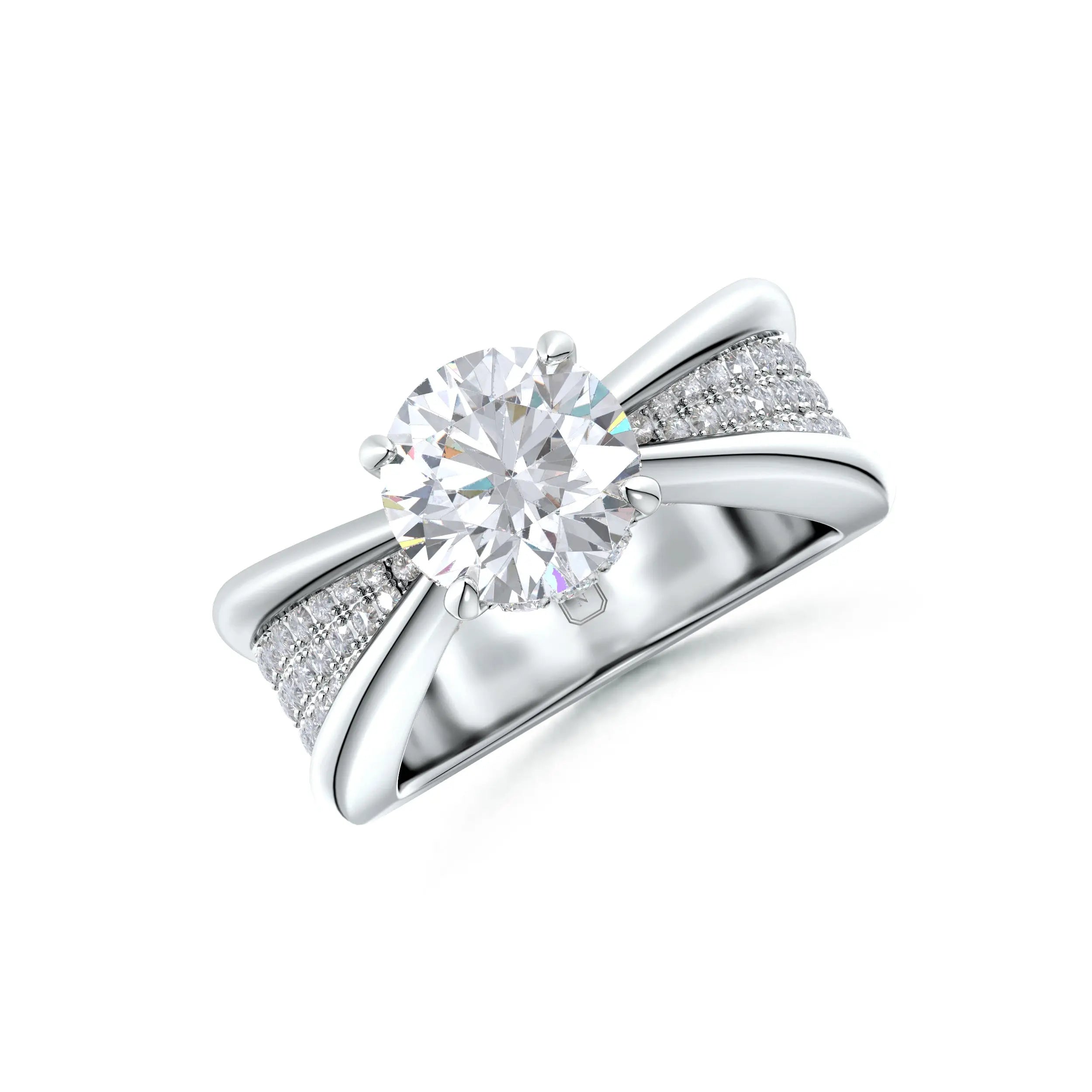 Amara | Crossover Solitaire with Diamond Accents Ring - Nivara