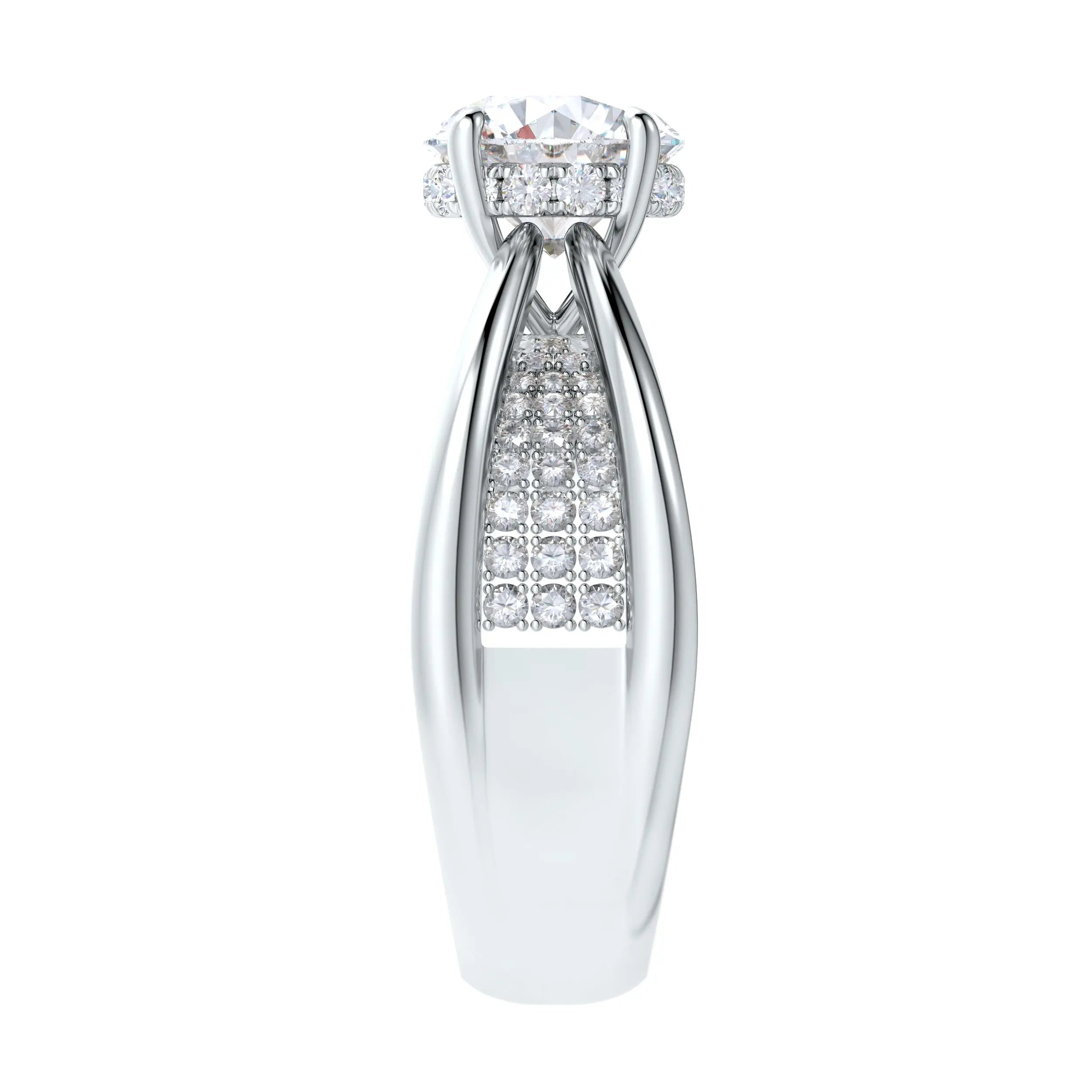 Amara | Crossover Solitaire with Diamond Accents Ring - Nivara