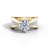 Amara | Crossover Solitaire with Diamond Accents Ring - Nivara