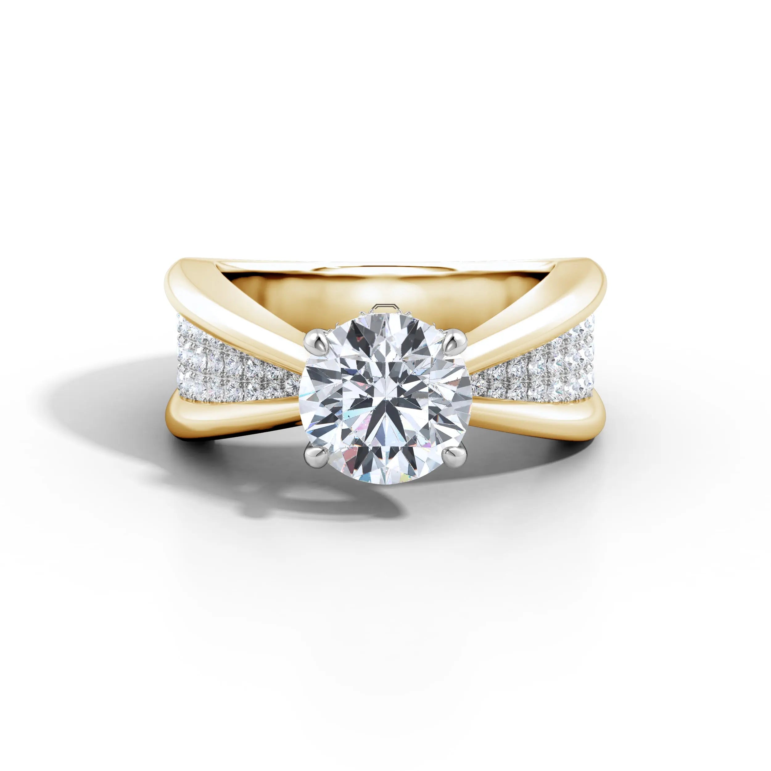 Amara | Crossover Solitaire with Diamond Accents Ring - Nivara