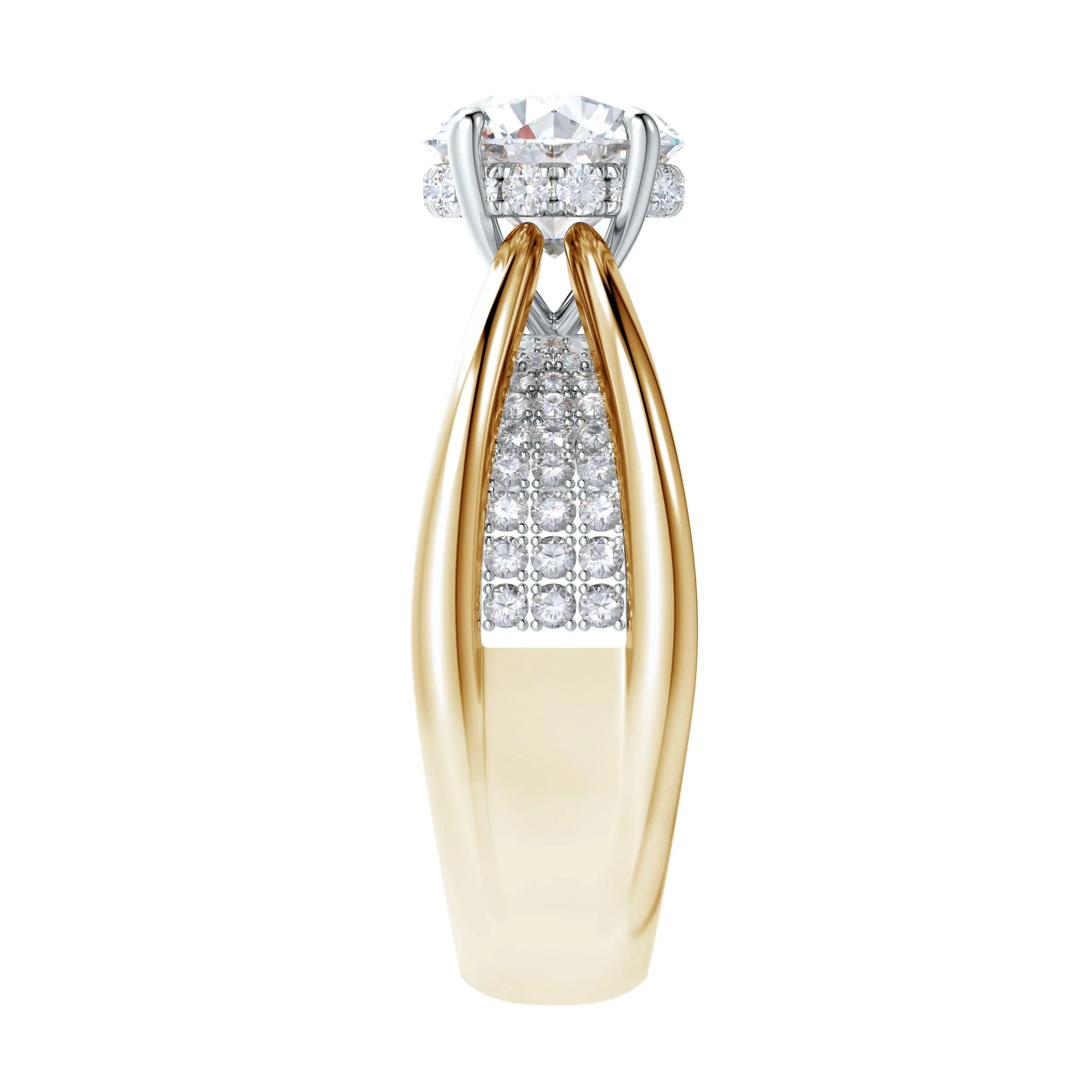 Amara | Crossover Solitaire with Diamond Accents Ring - Nivara