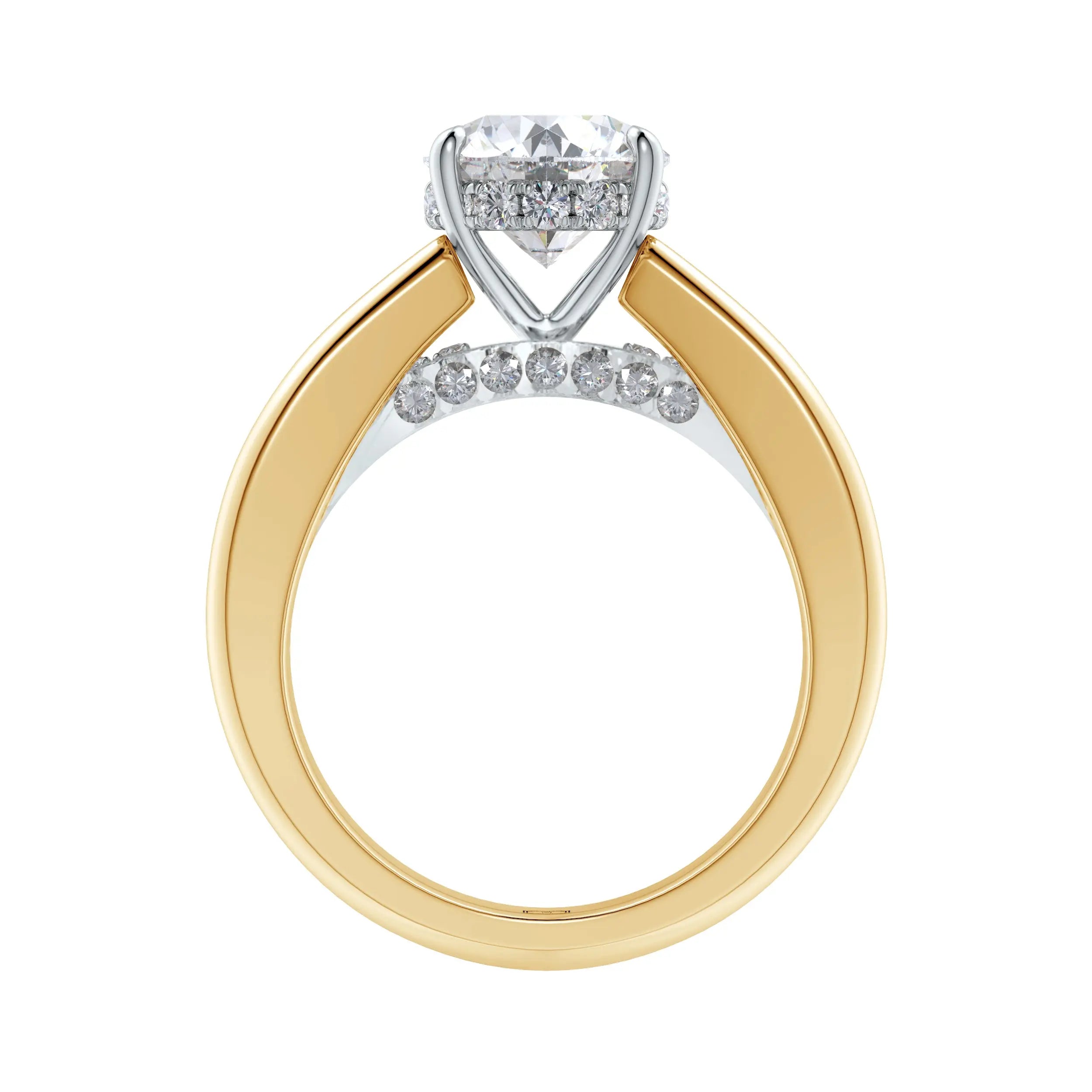 Amara | Crossover Solitaire with Diamond Accents Ring - Nivara