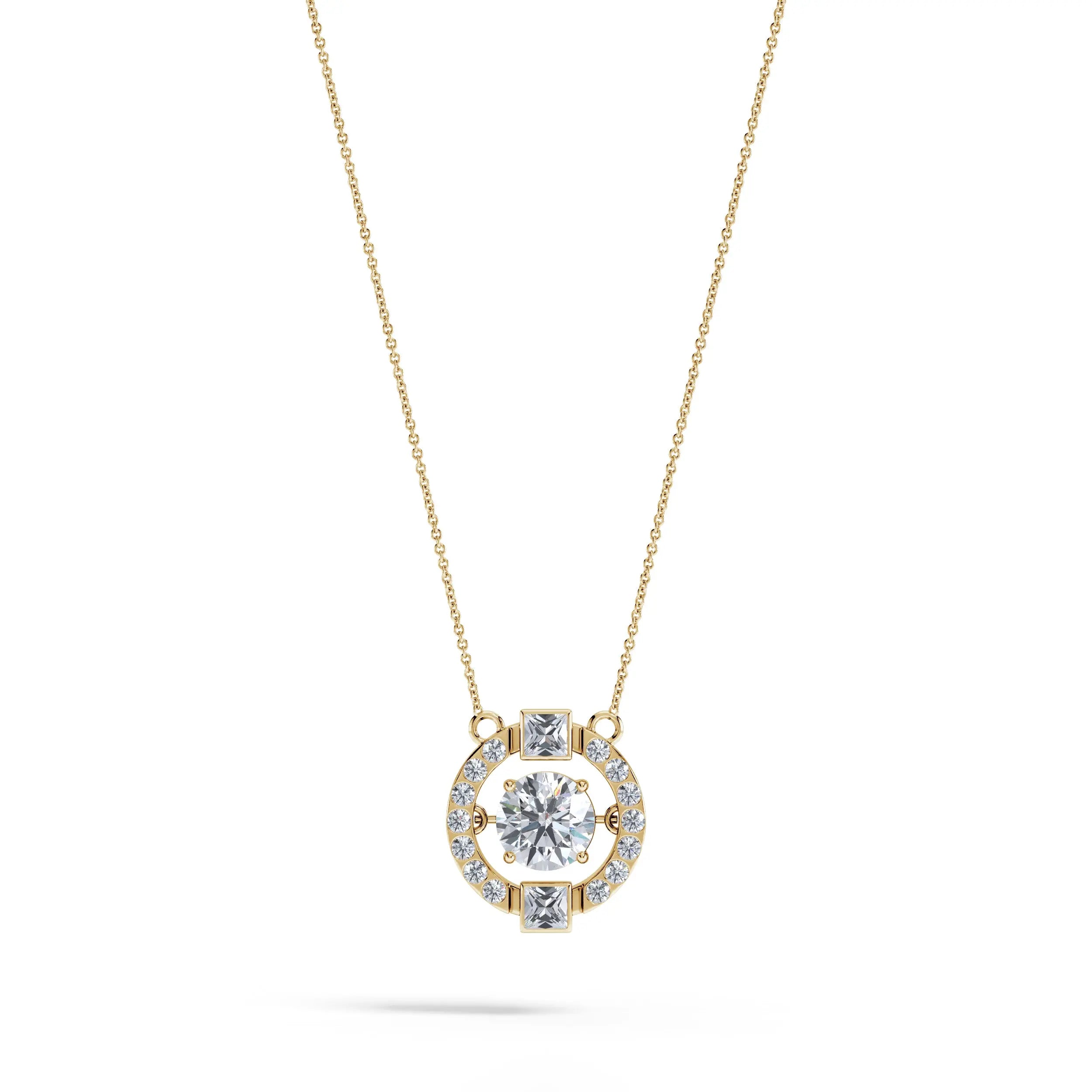 Mira | Round & Princess Lab-Grown Diamonds Halo Pendant - Nivara