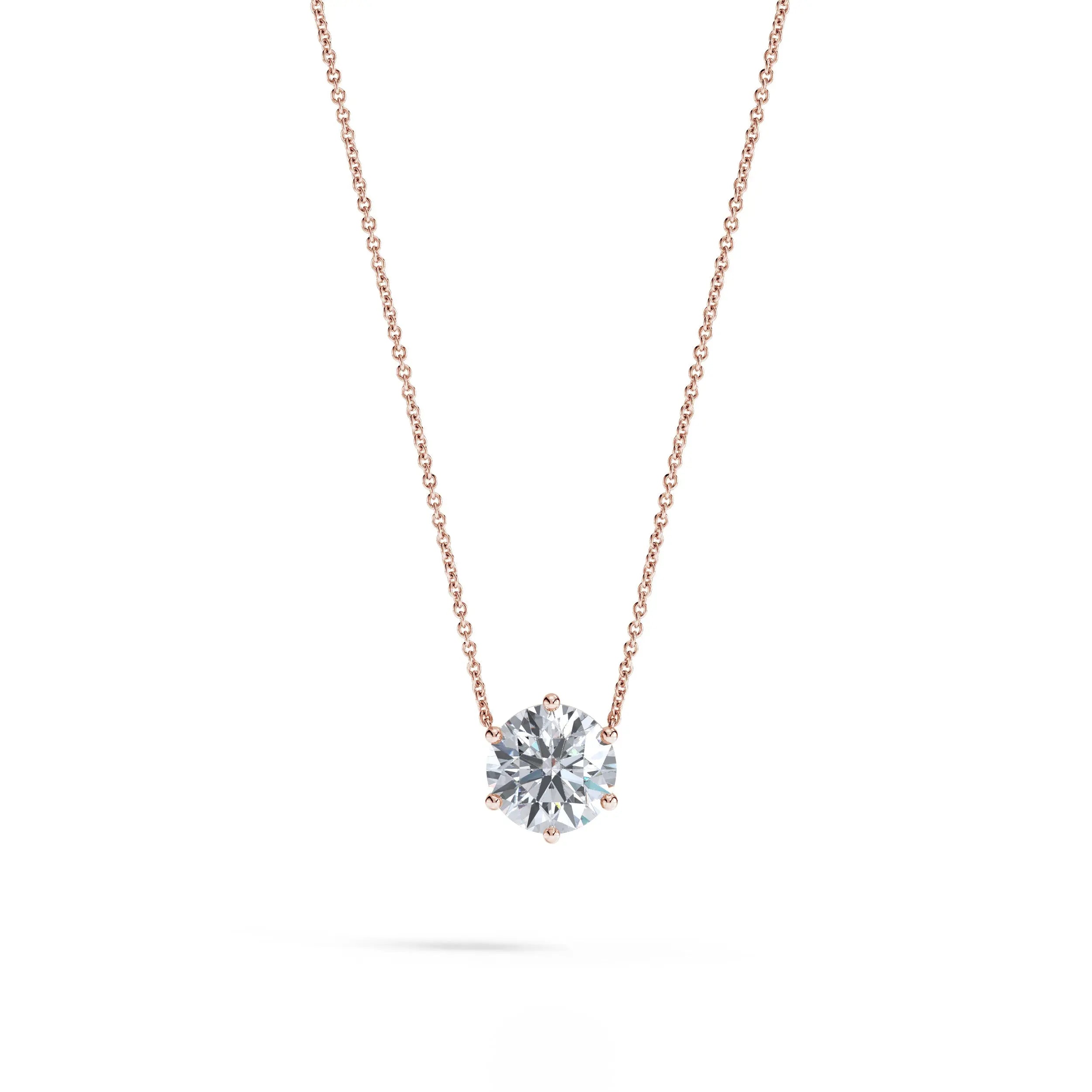 Sol | Round Solitaire with Six Prong Setting Pendant - Nivara