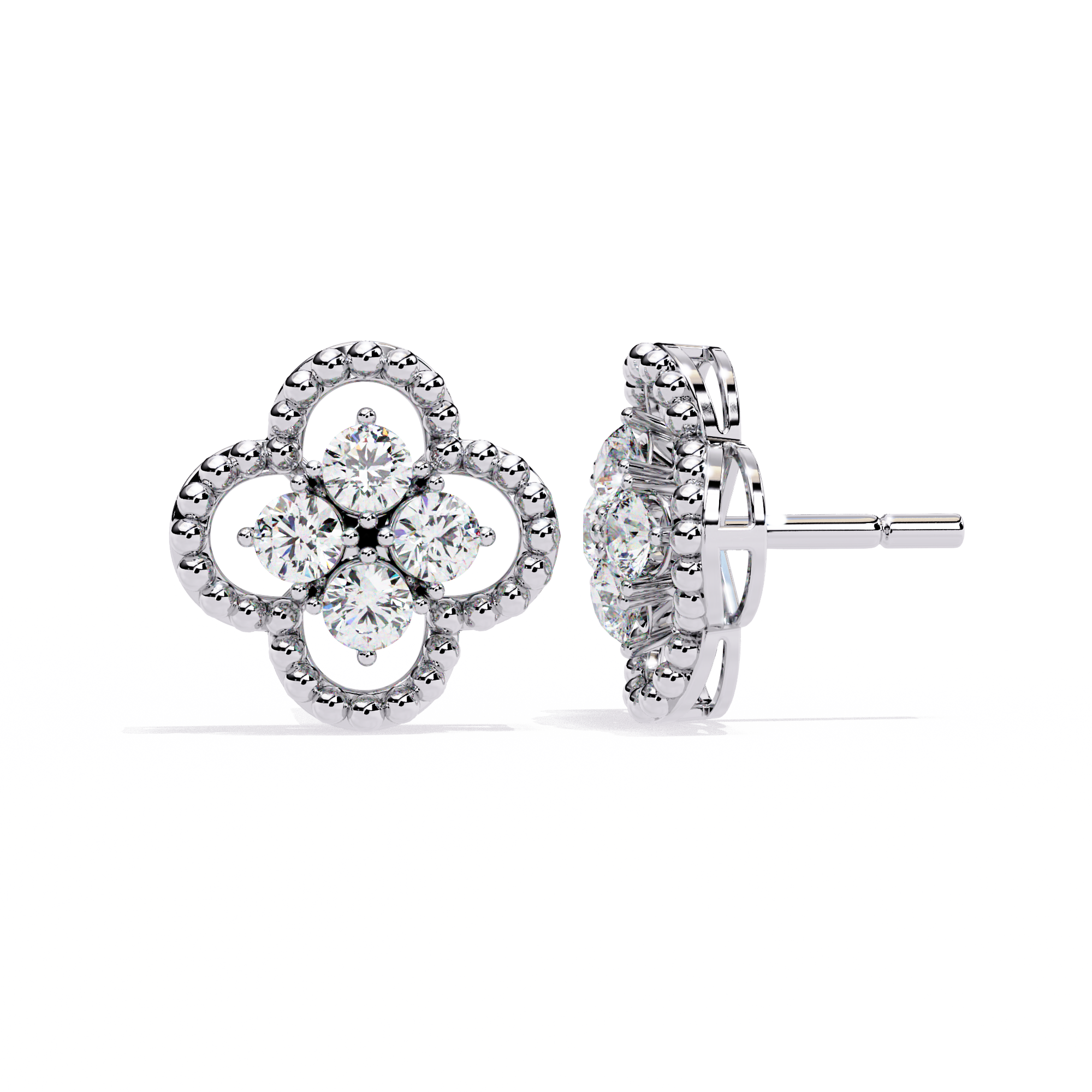 Nora | Classic Quatrefoil design Round Lab Grown Diamond Studs