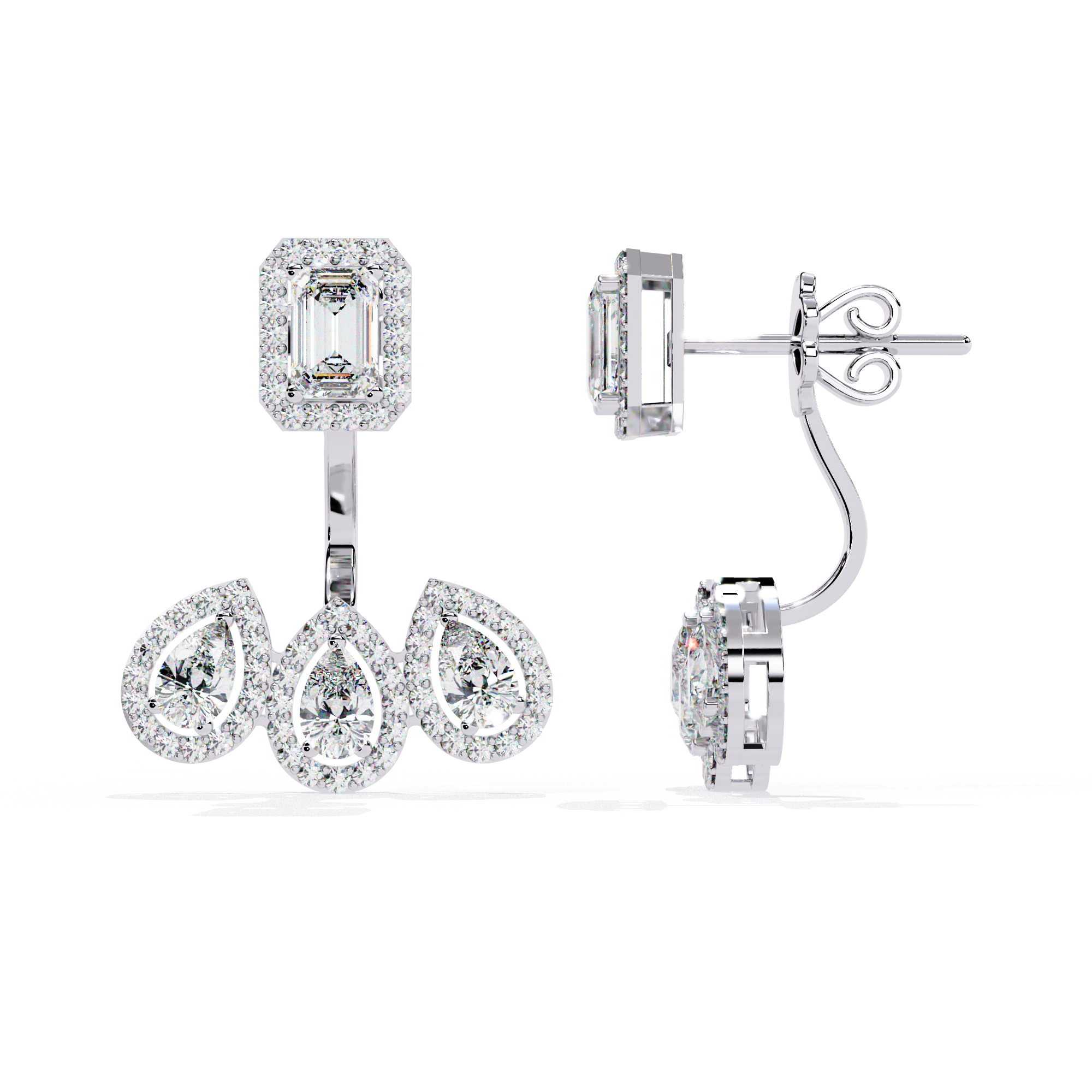 Mode | Double Diamond Front Back earrings