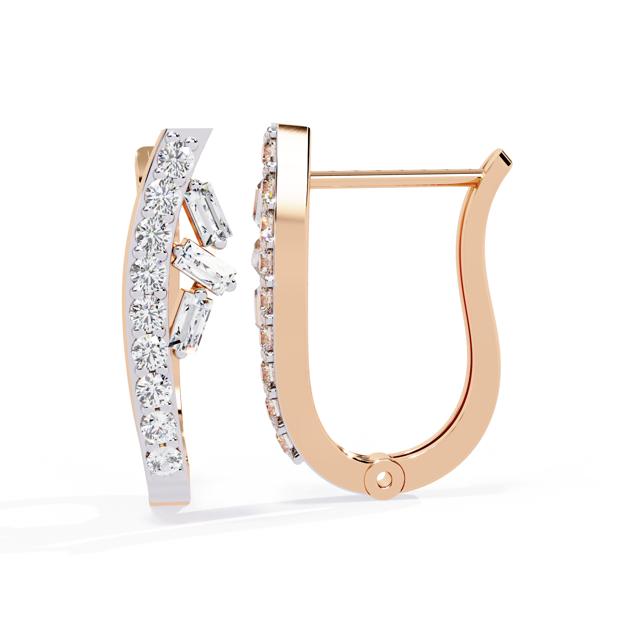 Amaya | Hoop earrings with Baguette and Round Lab Grown Diamonds