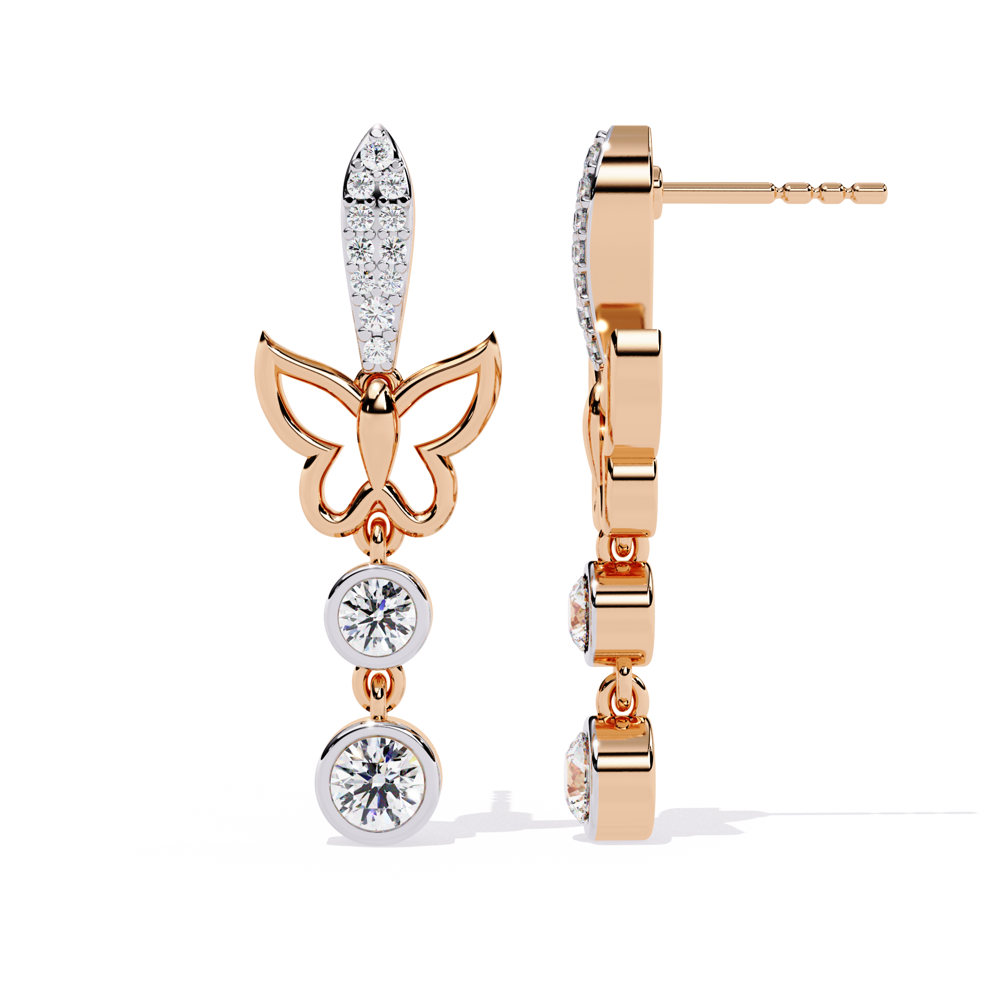 Vanya | Butterfly Design Round Lab Grown Diamond Danglers