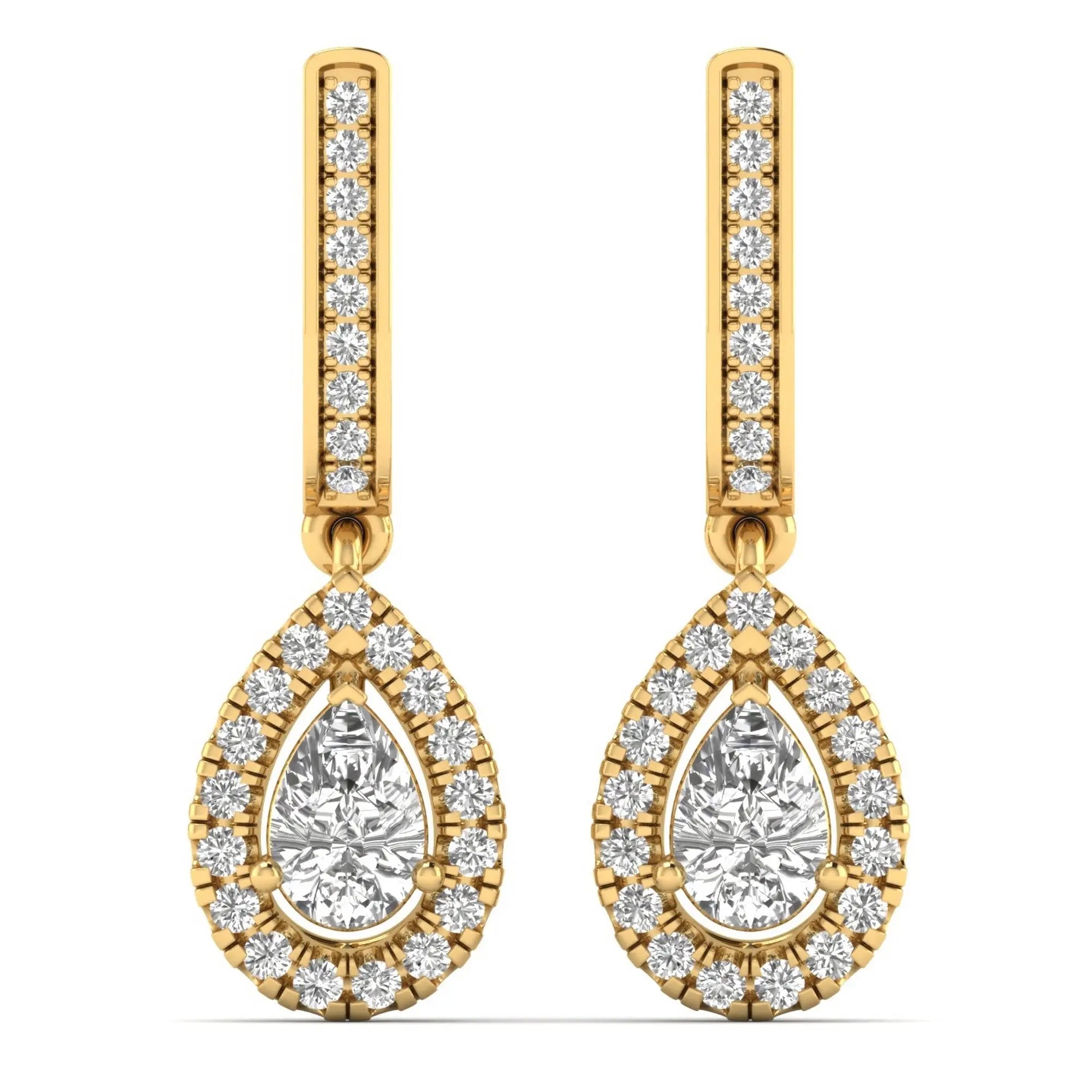 Mira | Pear & Round Diamond Drop Earrings - Nivara