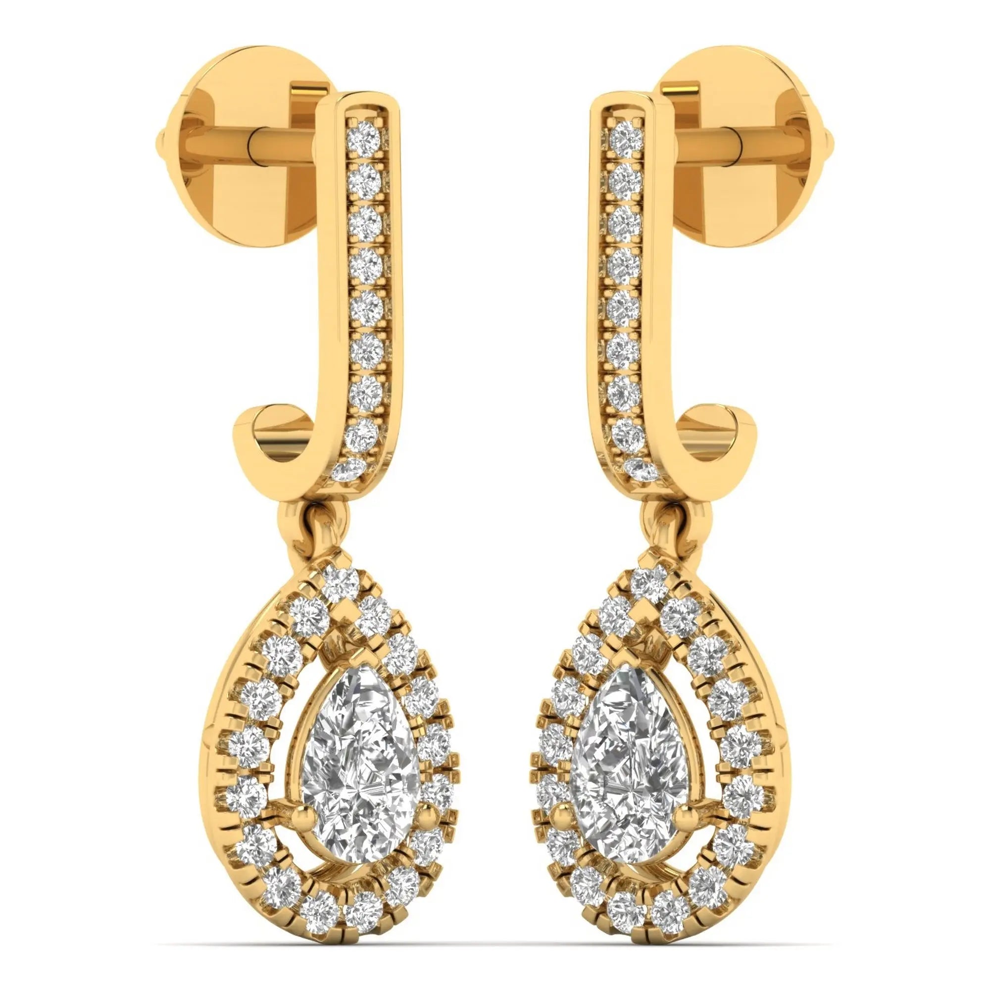 Mira | Pear & Round Diamond Drop Earrings - Nivara
