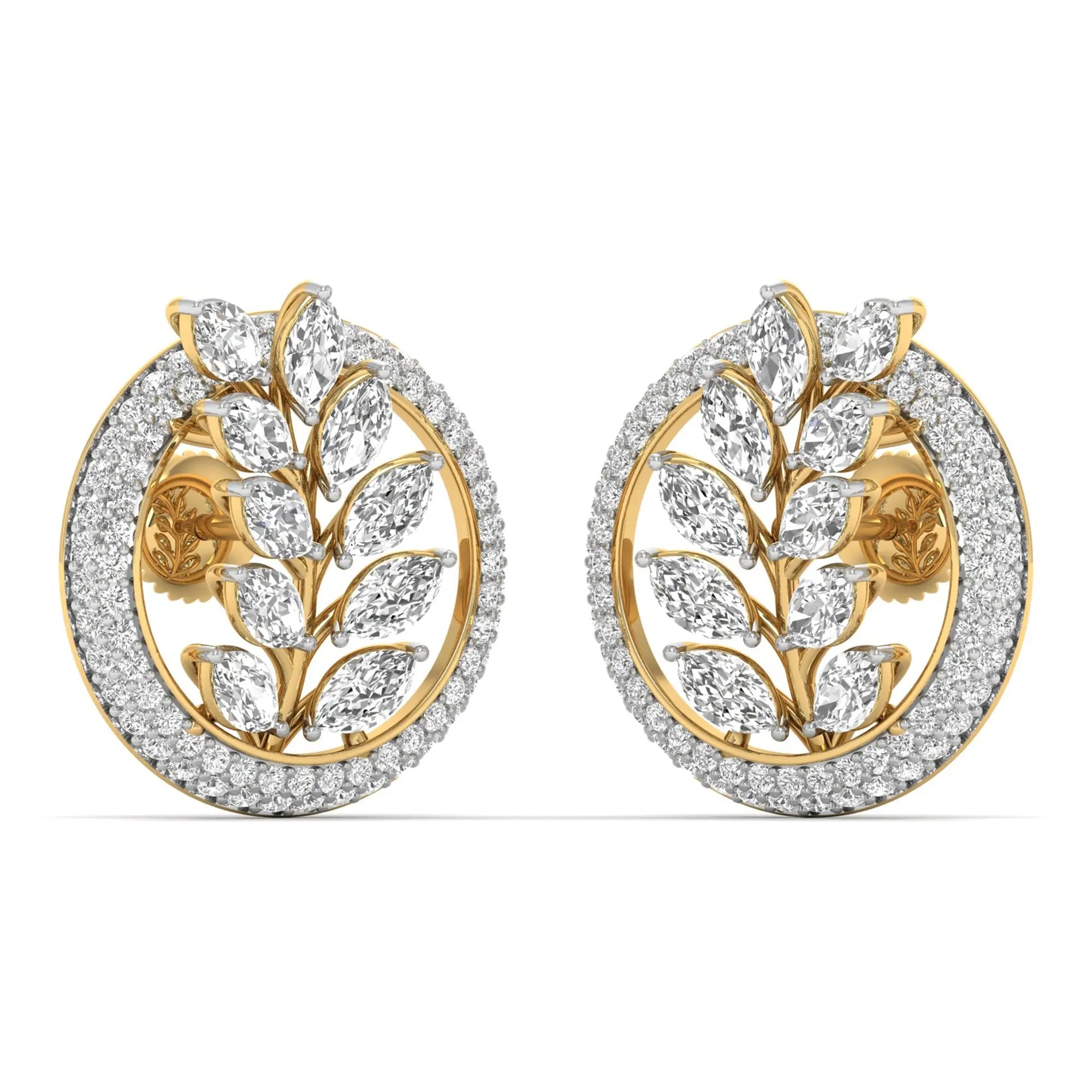 Flora | Marquise & Pear Halo Diamond Stud Earrings - Nivara