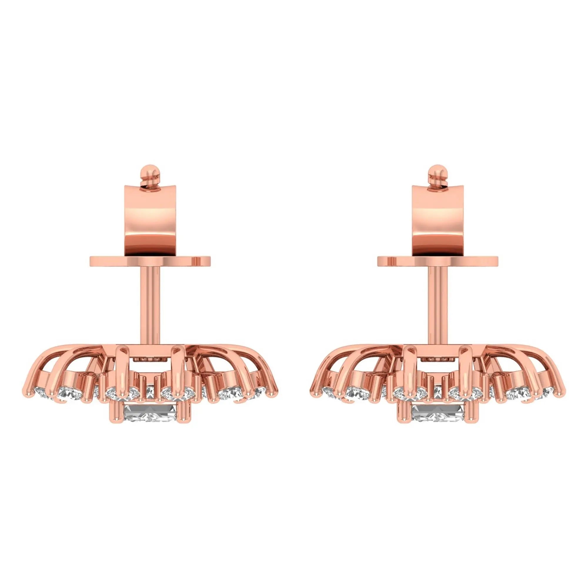 Mira | Emerald-Cut Solitaire Halo Diamond Stud Earrings - Nivara