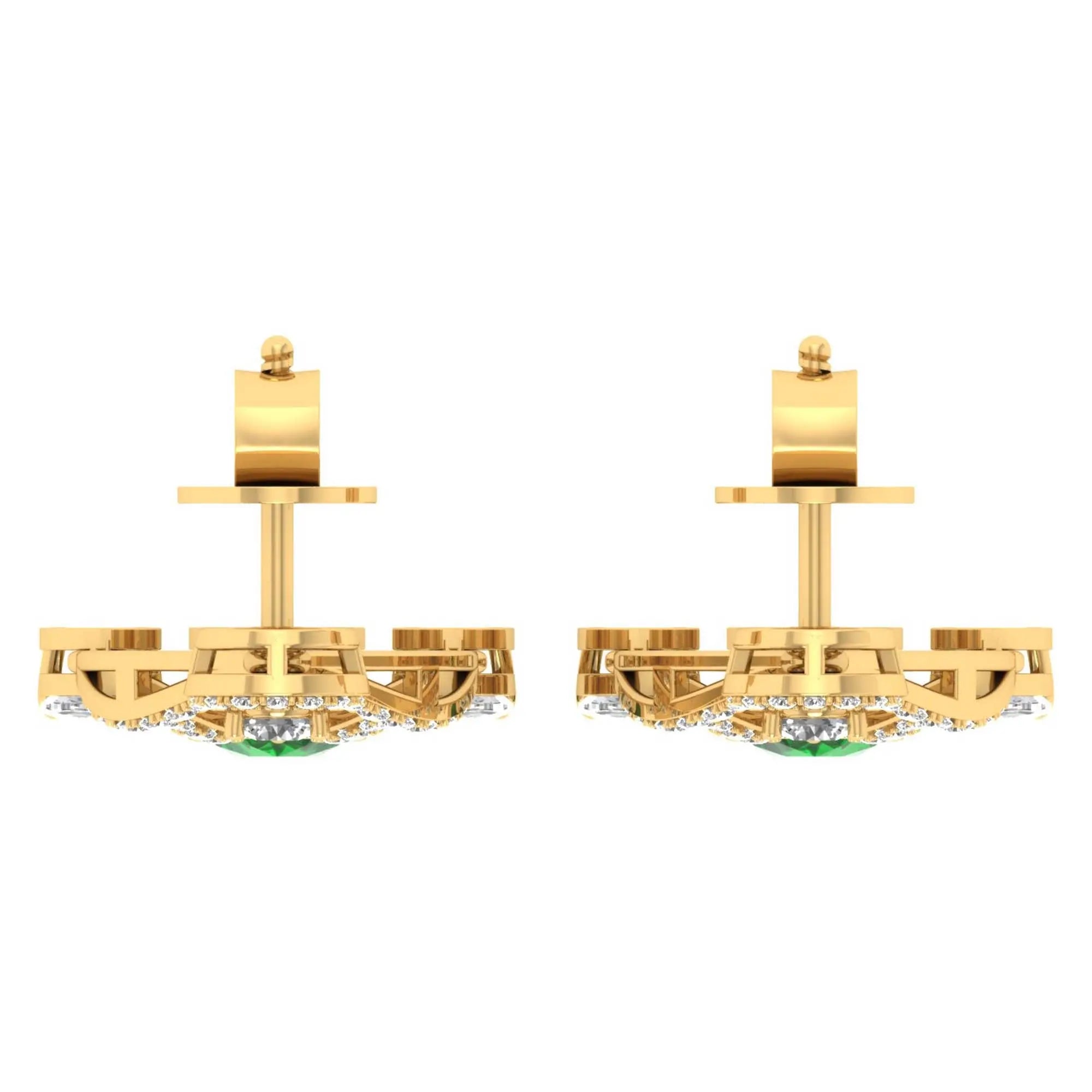 Mode | Pear-Cut Emerald with Round & Pear Diamond Drop Earrings - Nivara