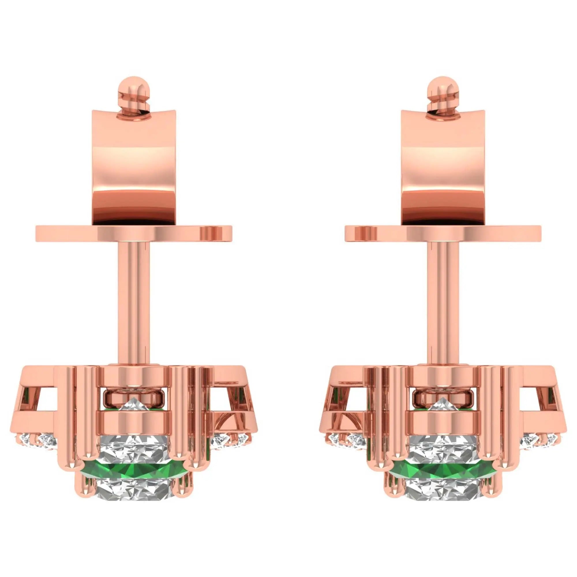 Mira | Oval Emerald & Diamonds Drop Earrings - Nivara