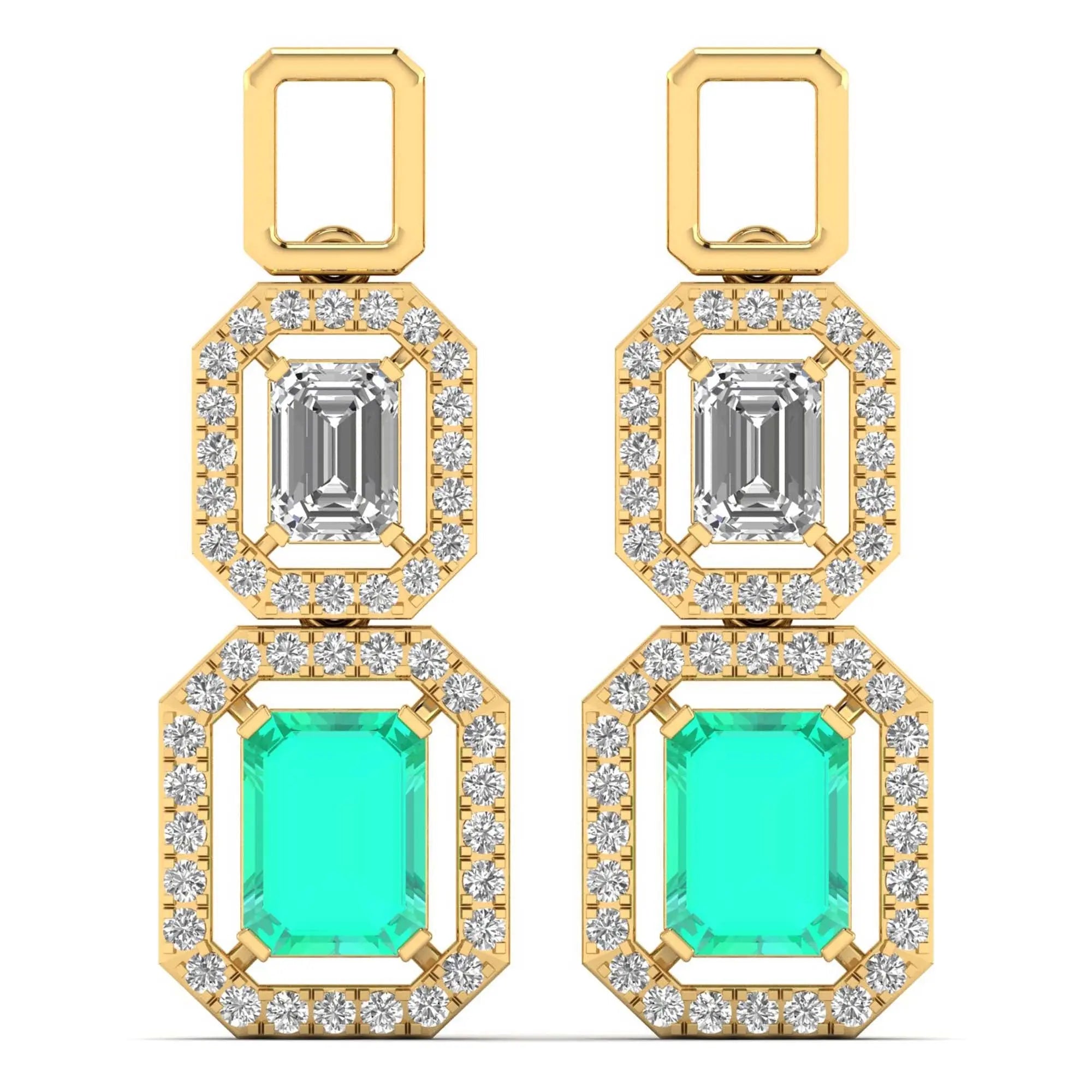 Mode | Emerald-cut diamond halo drop earrings - Nivara
