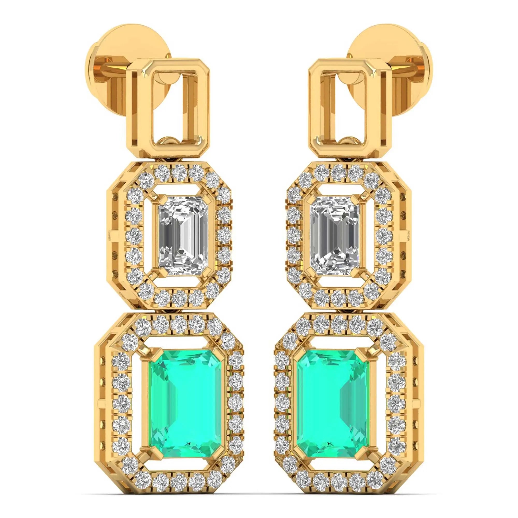 Mode | Emerald-cut diamond halo drop earrings - Nivara