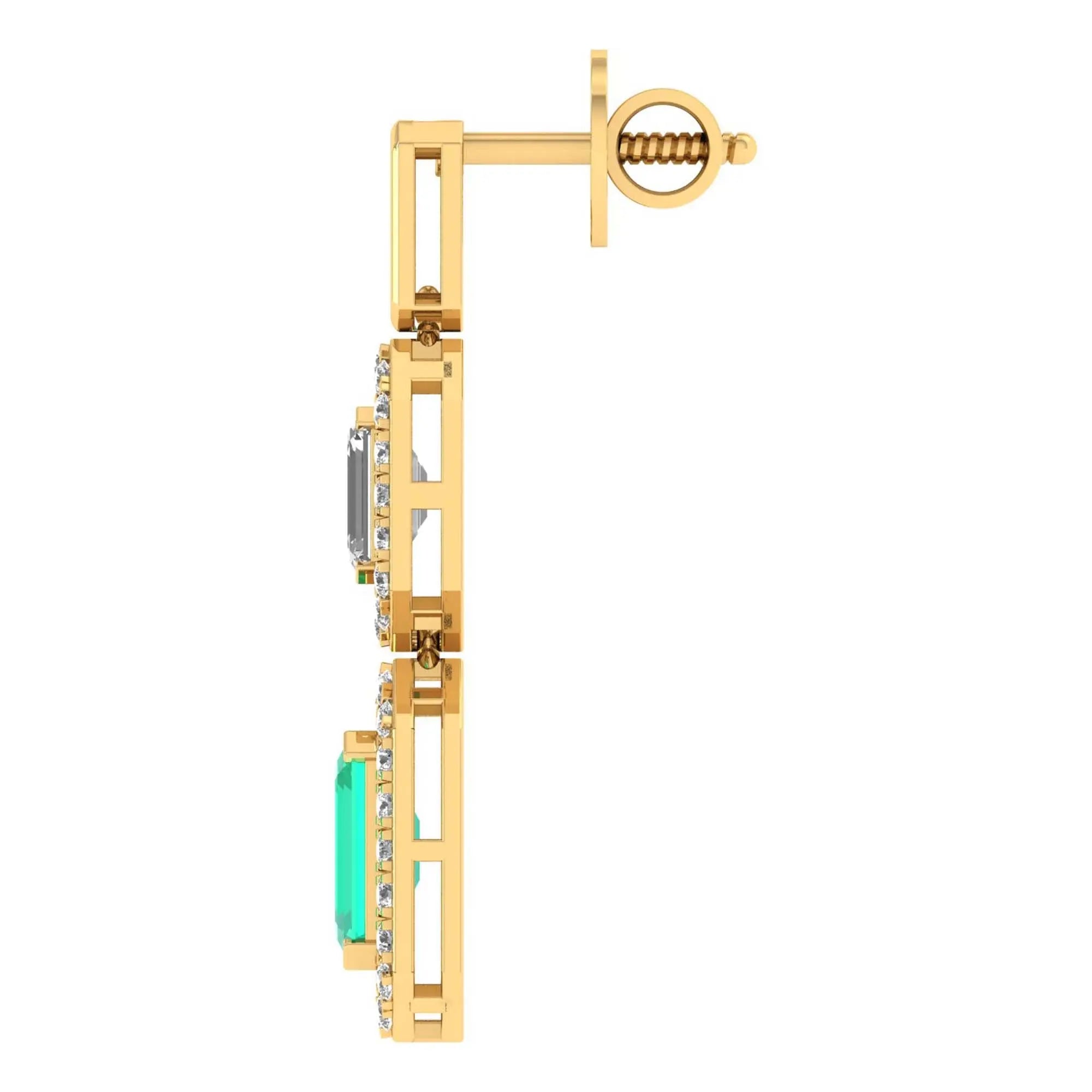 Mode | Emerald-cut diamond halo drop earrings - Nivara