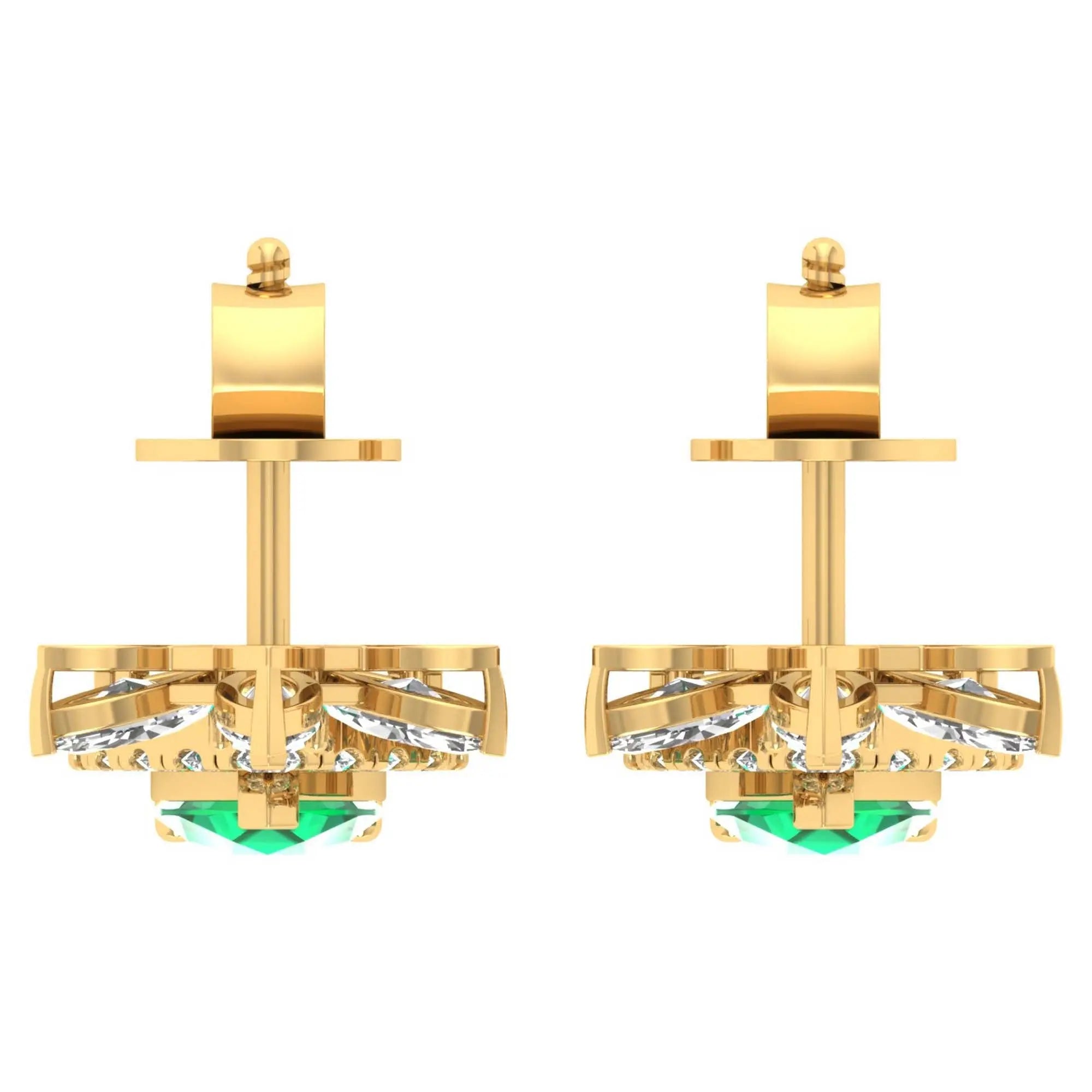 Flora | Round & Marquise Diamonds with Emerald Drop Earrings - Nivara