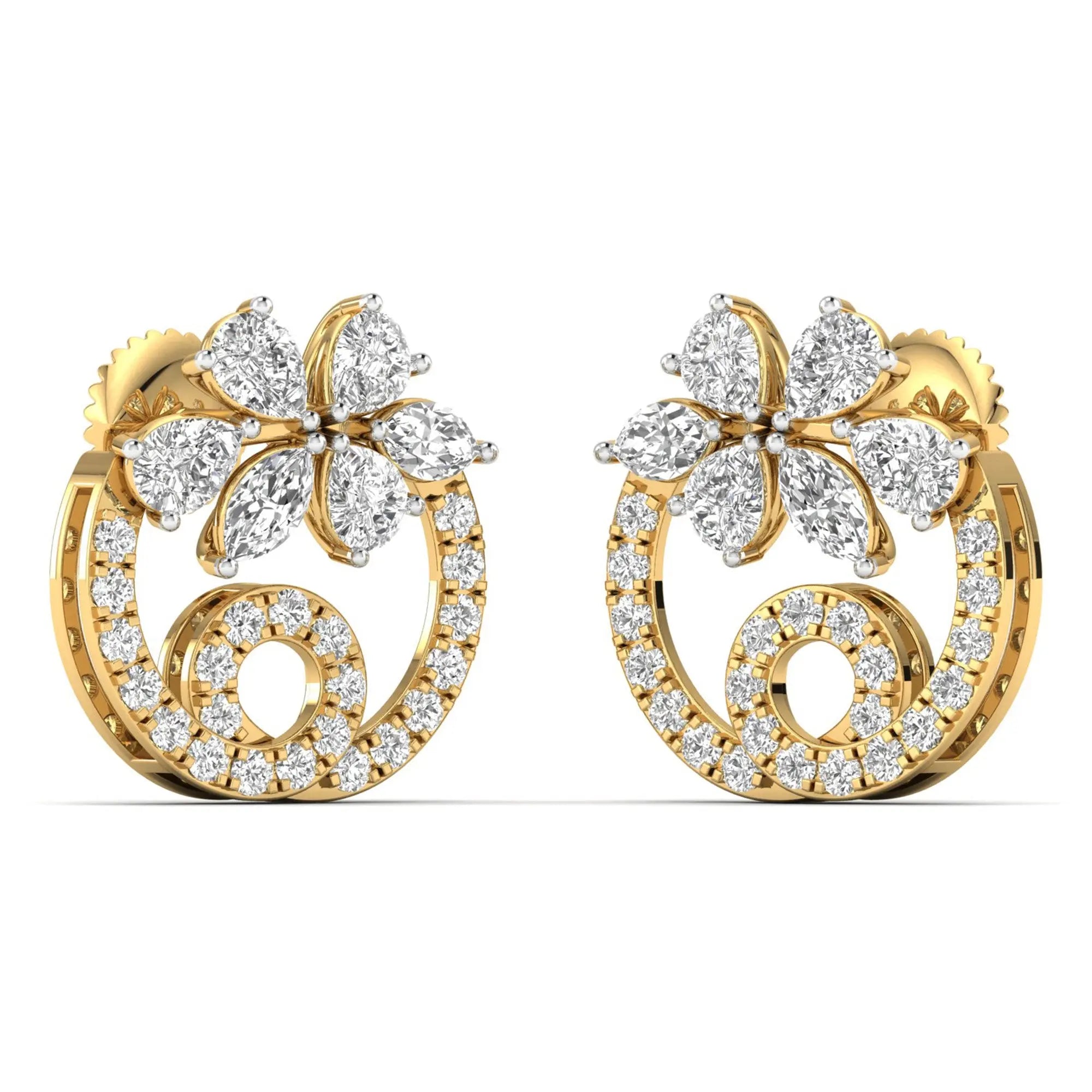 Flora | Pear, Marquise & Round Diamond Stud Earrings - Nivara