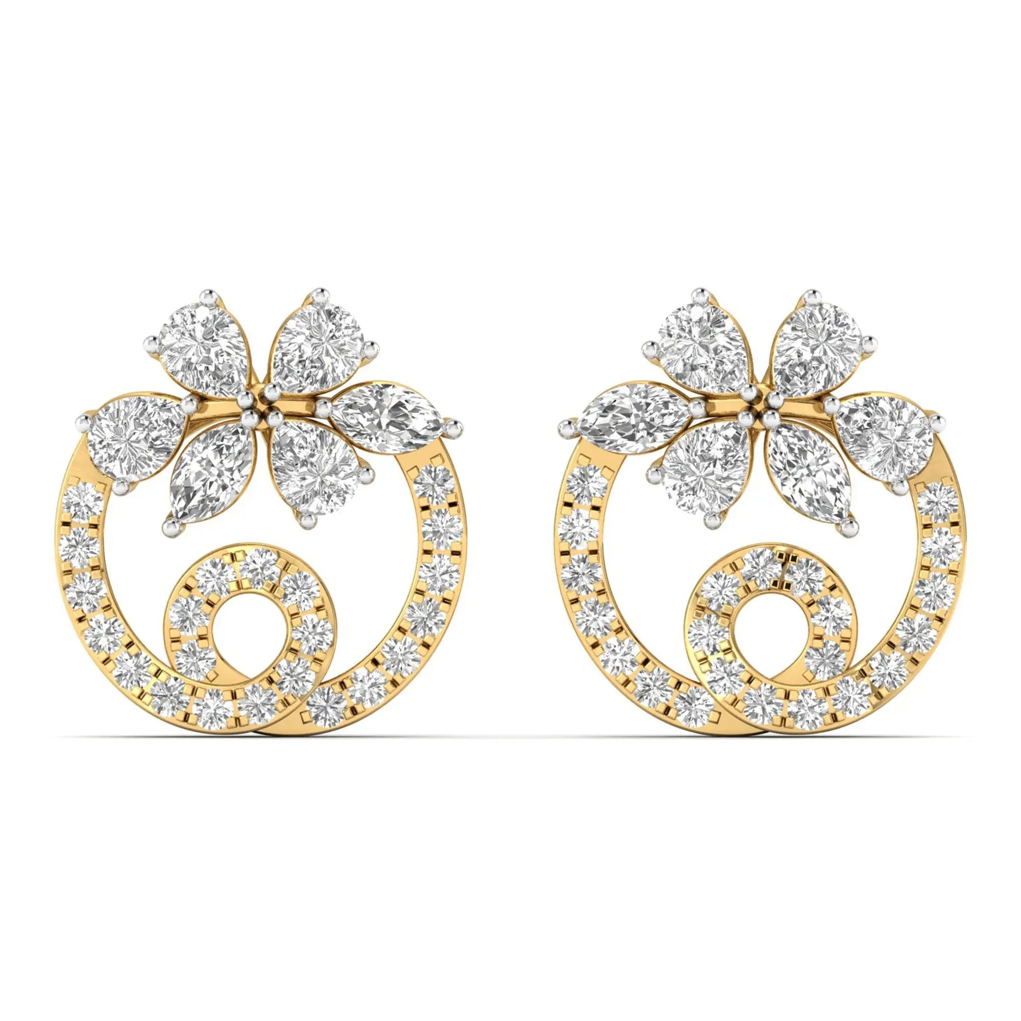 Flora | Pear, Marquise & Round Diamond Stud Earrings - Nivara