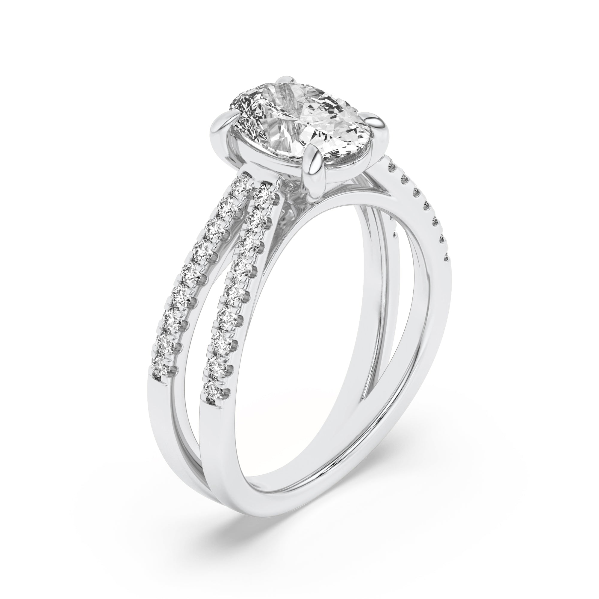 Aura | Oval with two band side Lab-Grown Diamonds