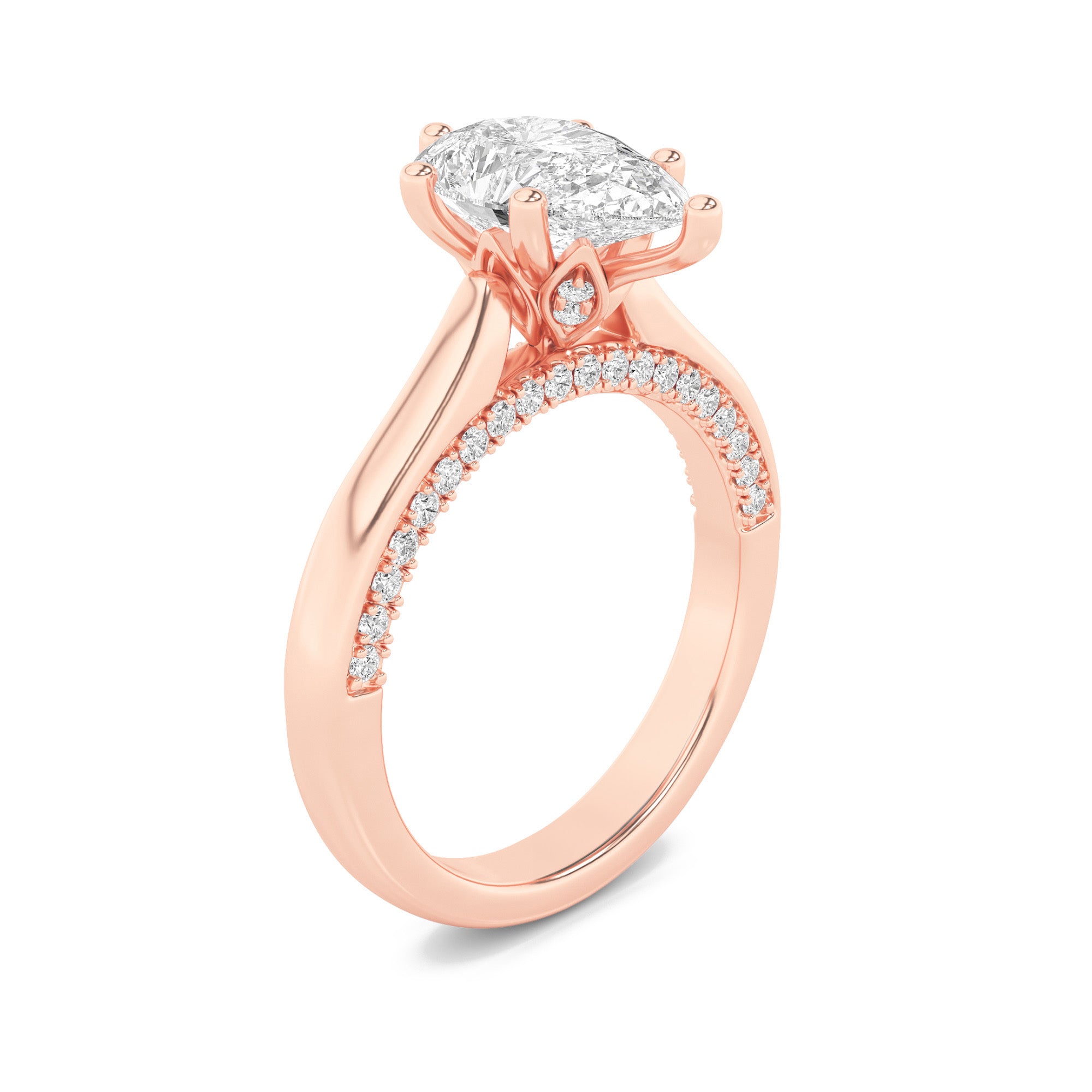 Amara | Pear Lab-Grown Diamond Solitaire Ring with side diamonds