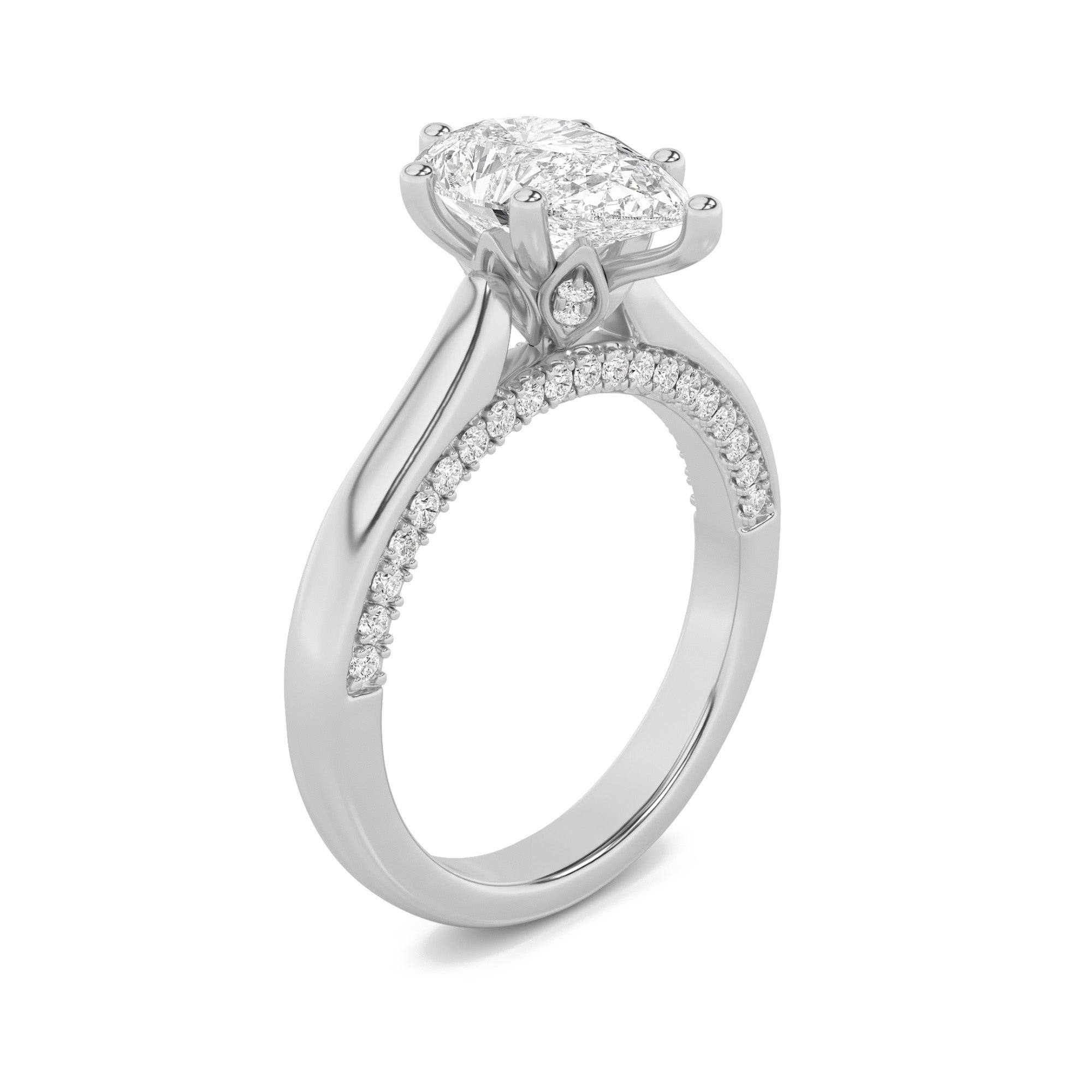 Amara | Pear Lab-Grown Diamond Solitaire Ring with side diamonds