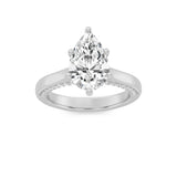Amara | Pear Lab-Grown Diamond Solitaire Ring with side diamonds