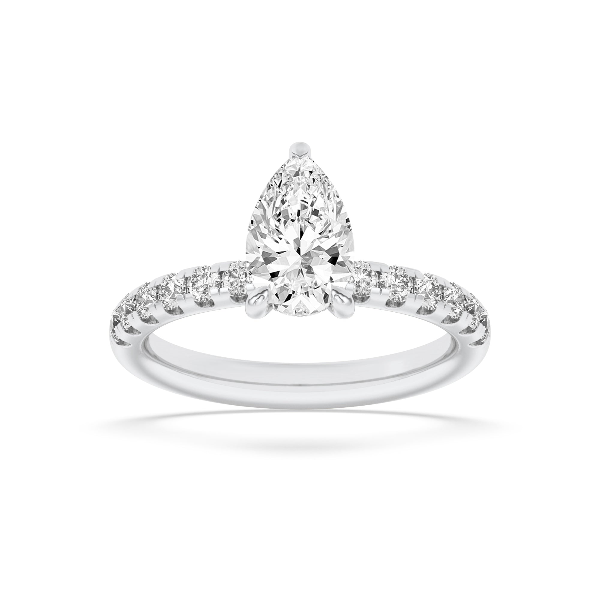 Amara | Pear Lab-Grown Diamond Solitaire Ring with Pave