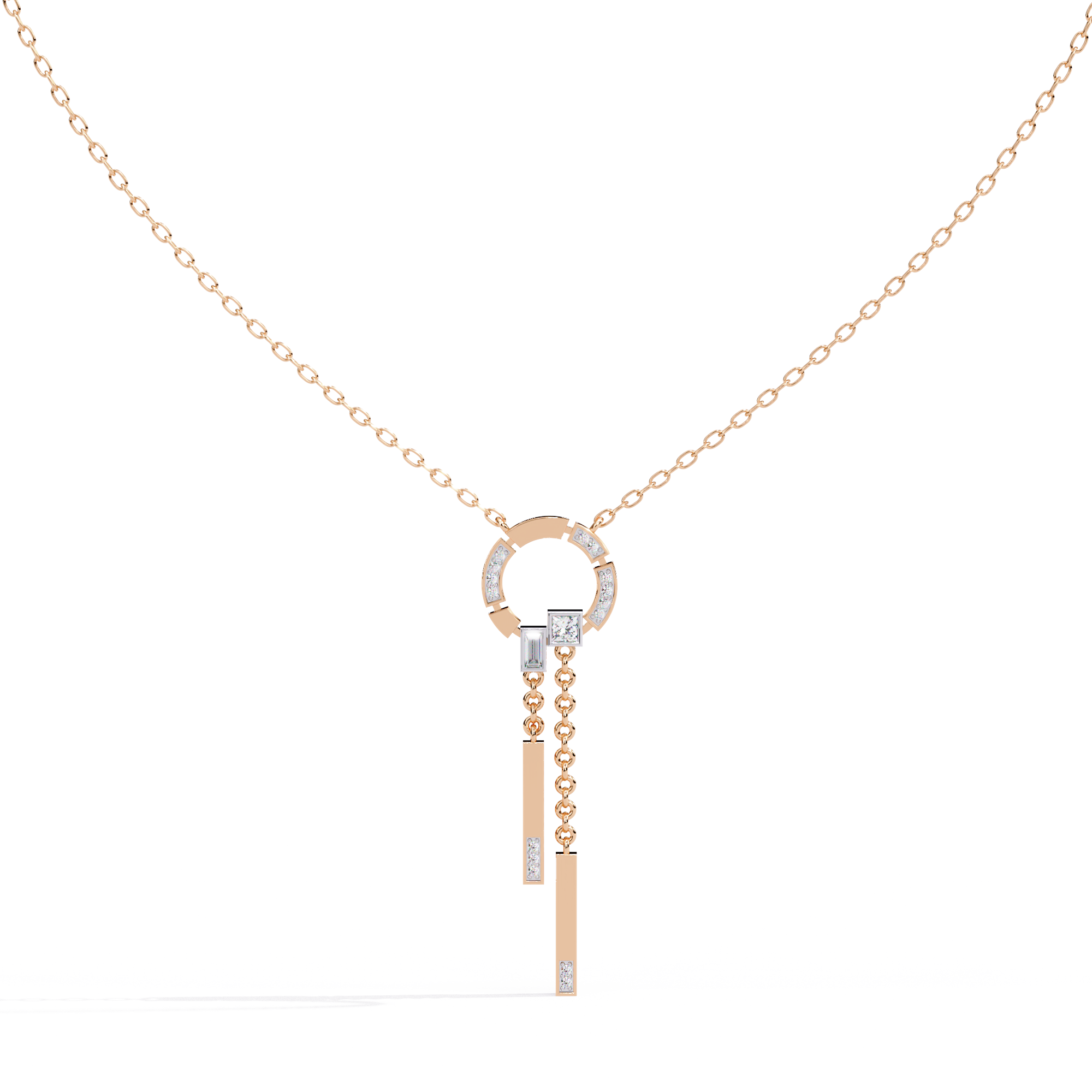 Anek | Round, Princess and Baguette Diamond Pendant
