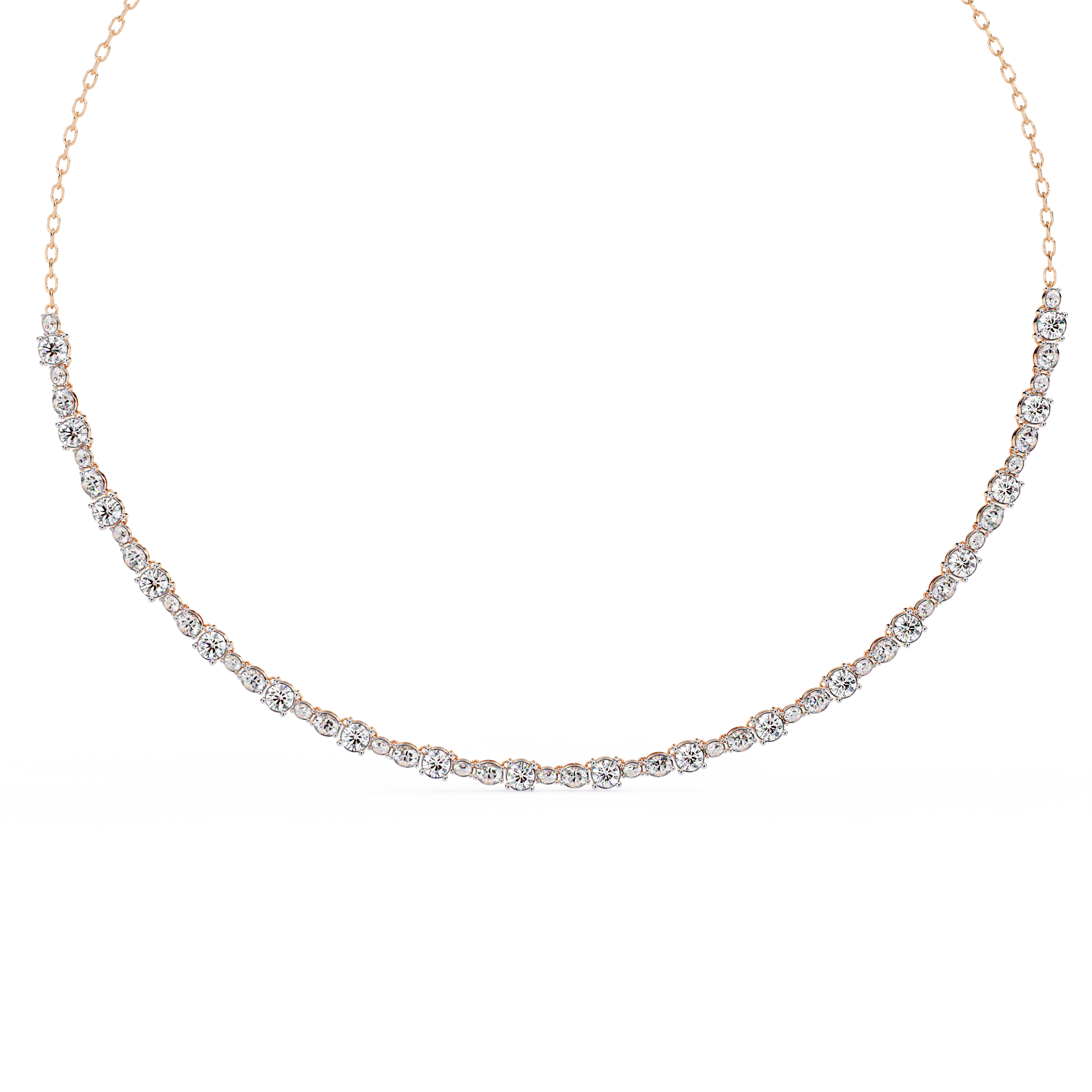 Nora | Classic Round and Oval Diamond Necklace