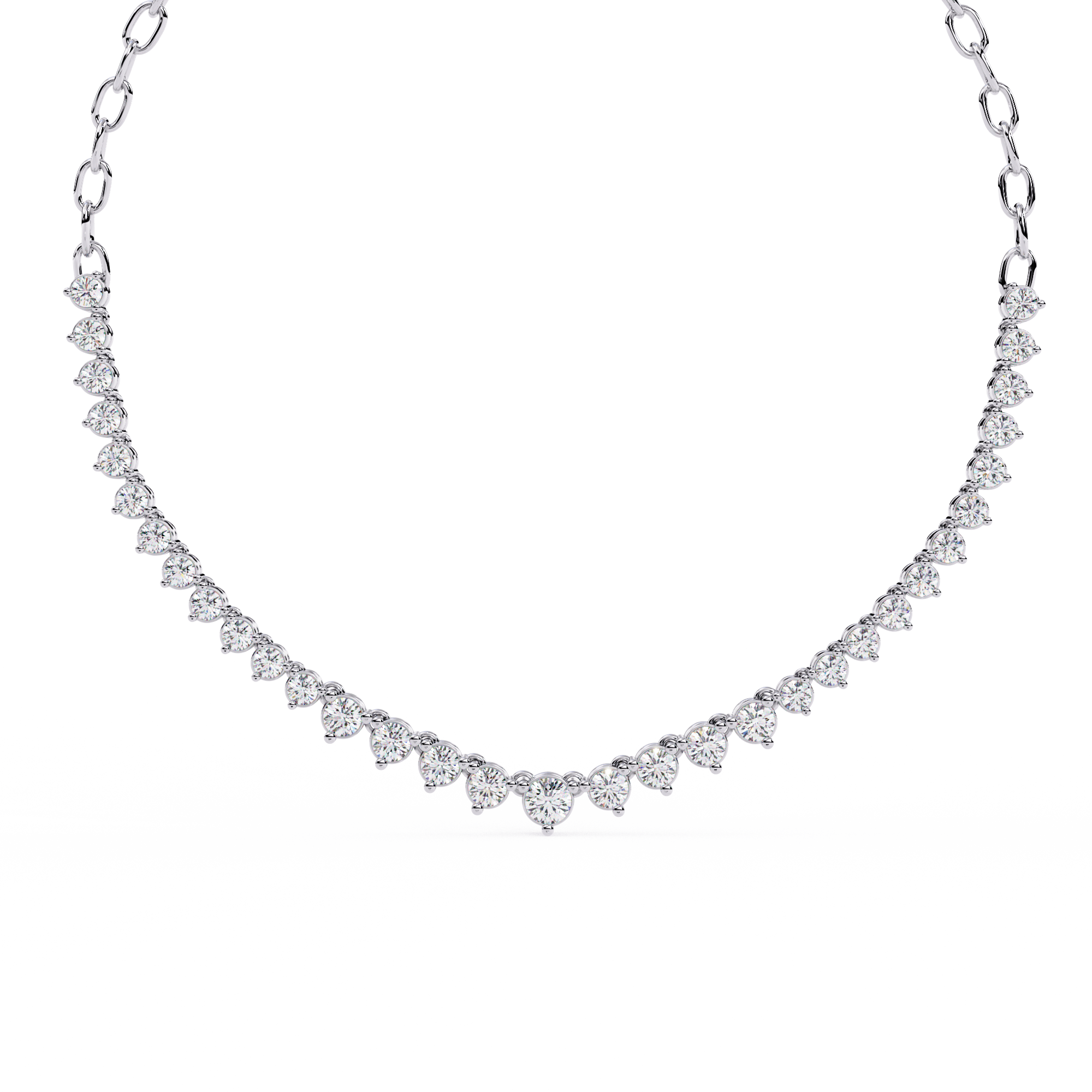 Mode | Classic Round Lab Grown Diamond curved necklace