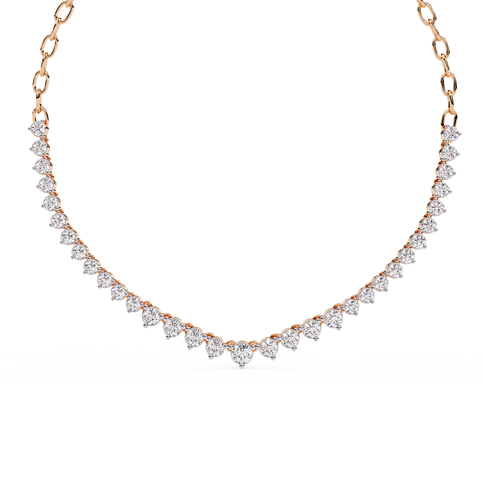 Mode | Classic Round Lab Grown Diamond curved necklace