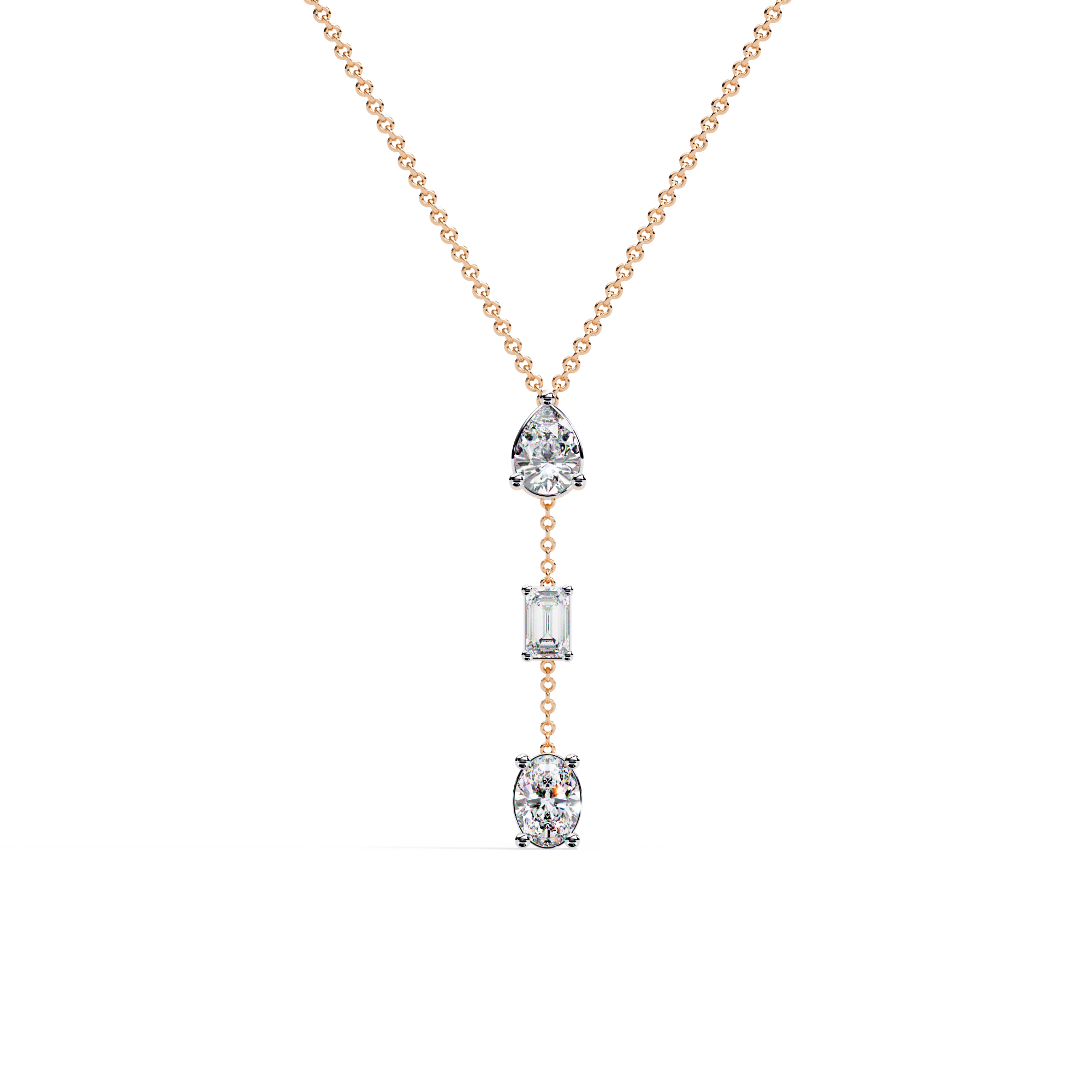 Mode | Elegant Oval, Pear and Round Diamond Cascaded Pendant
