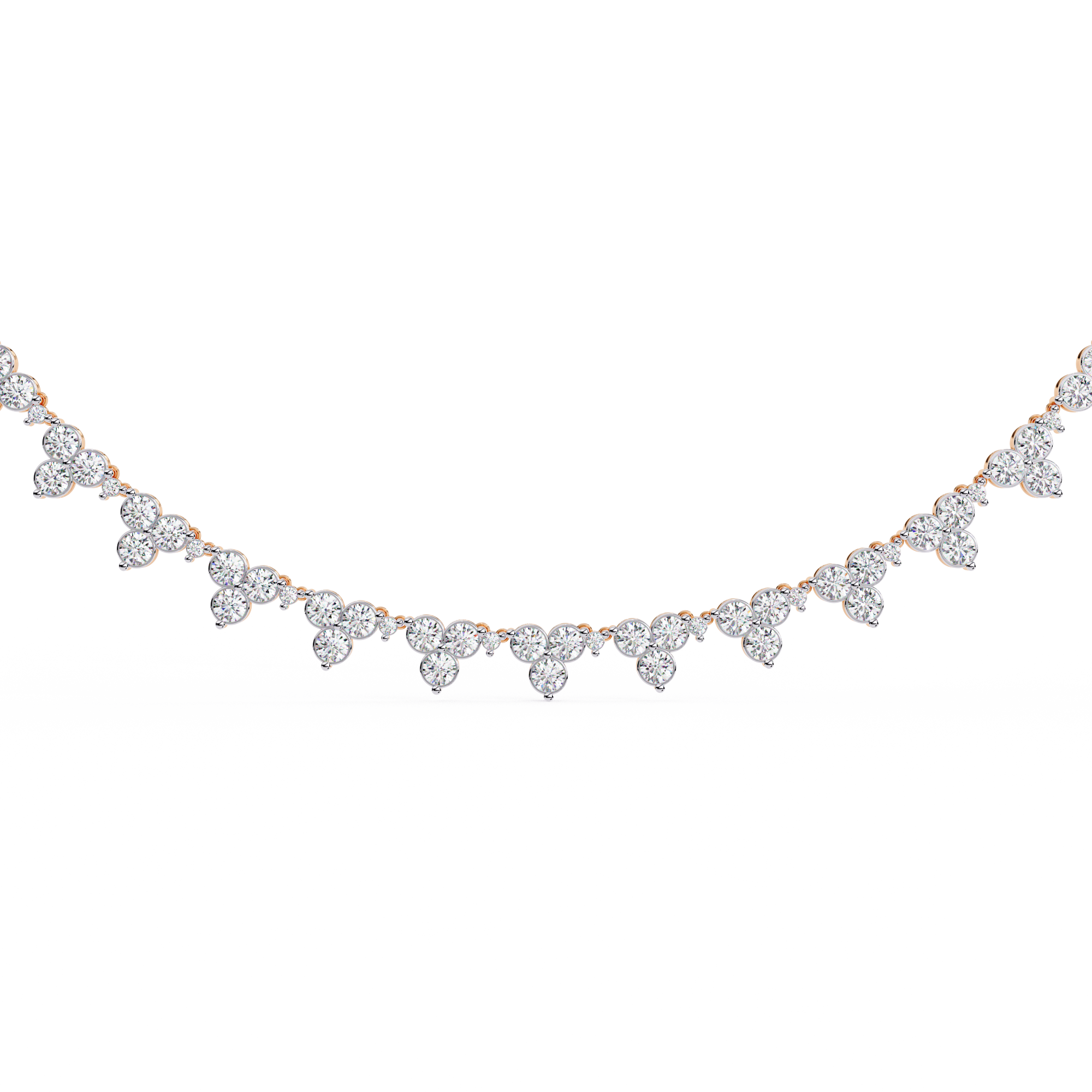 Nora | Classic Round Diamonds Curved Necklace