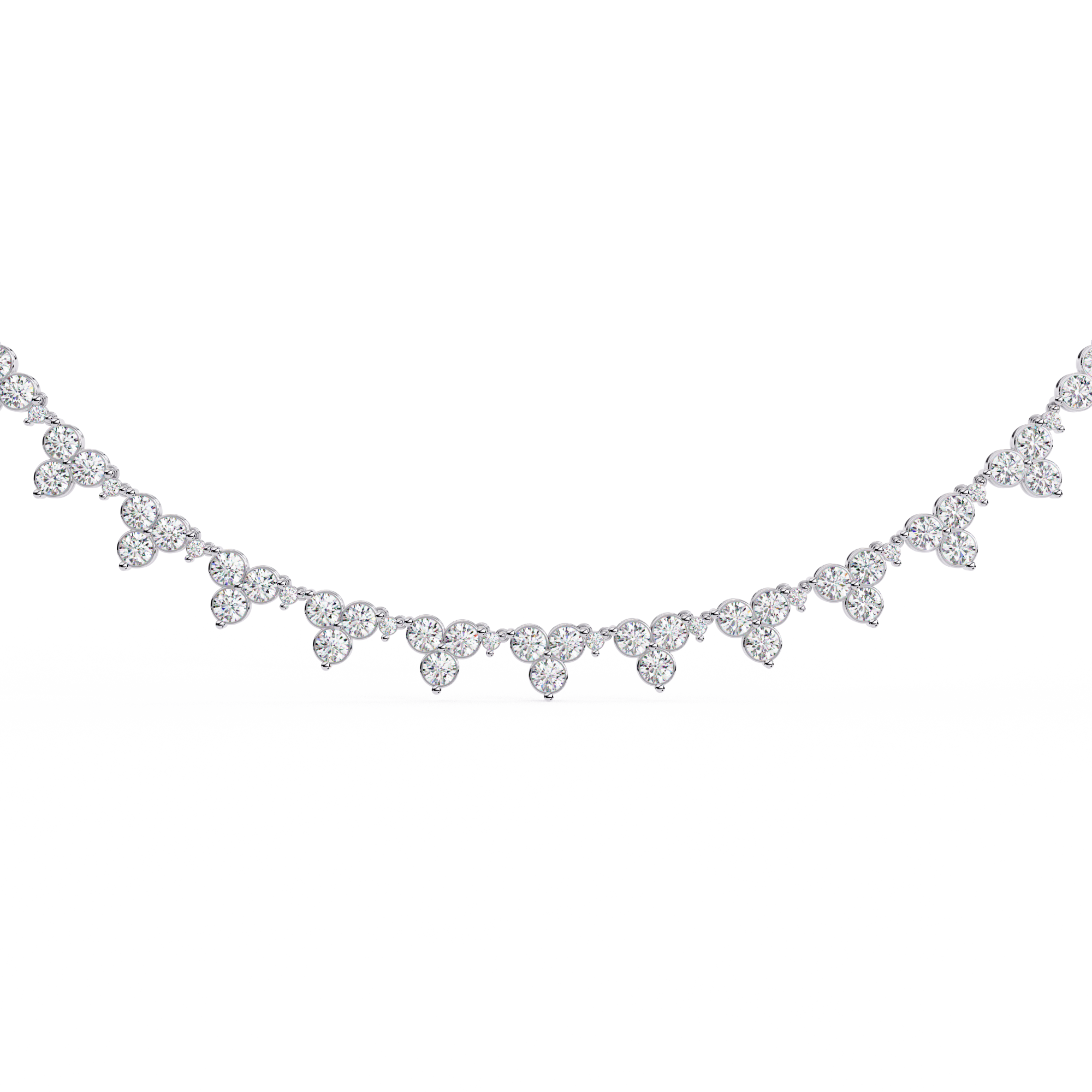 Nora | Classic Round Diamonds Curved Necklace