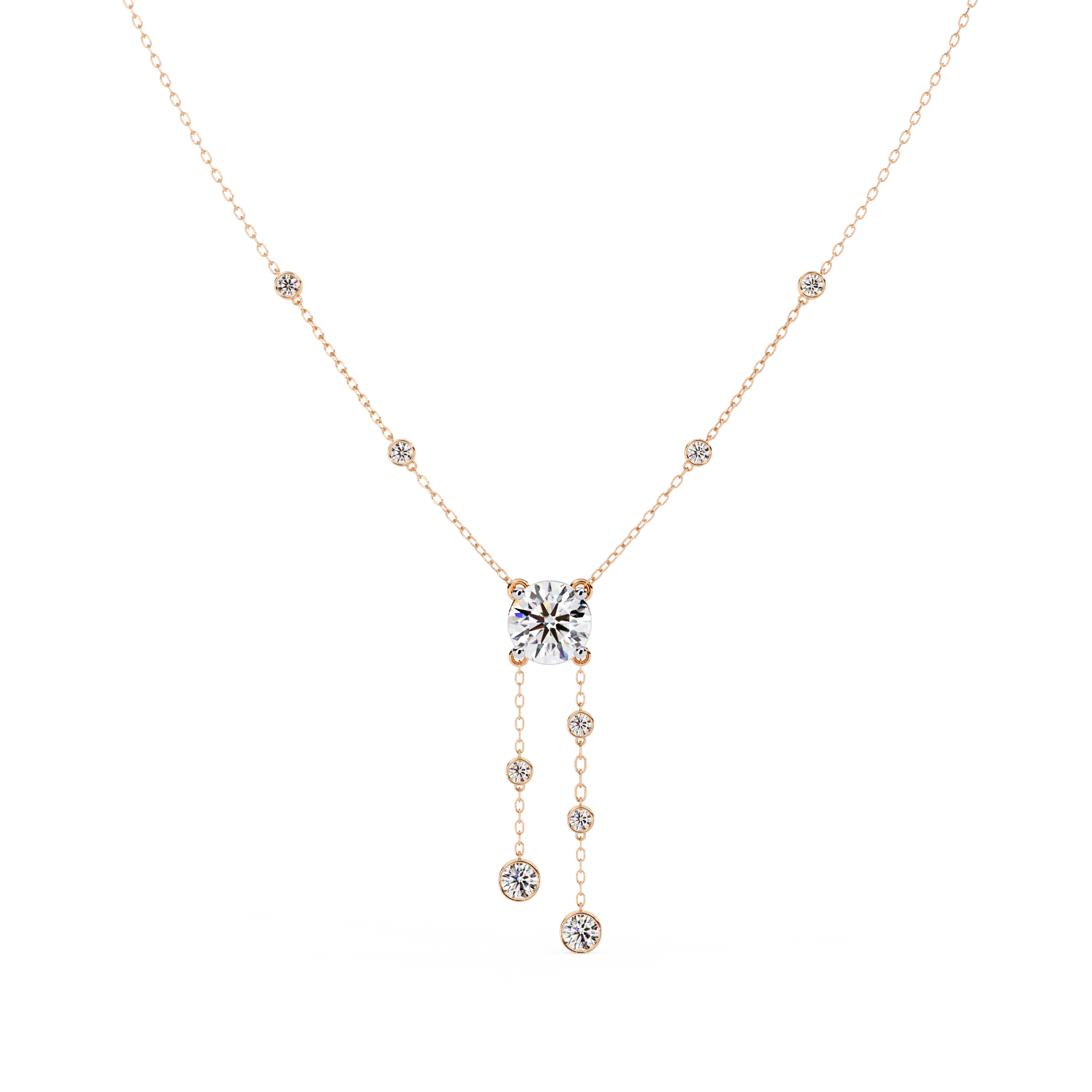 Sol | Elegant Round Solitaire necklace with small round diamonds