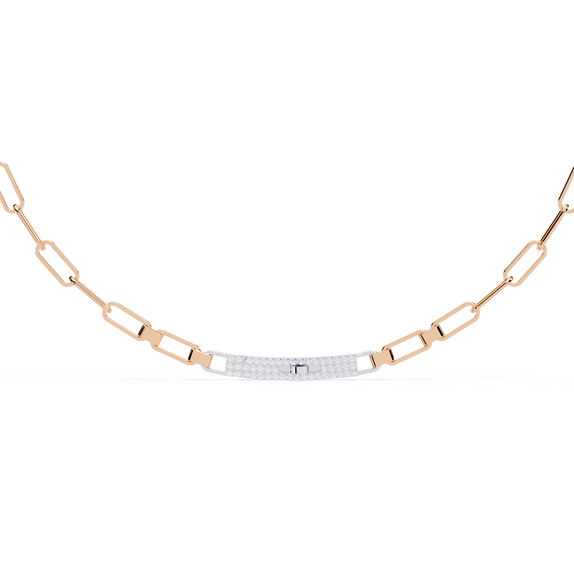 Mode | Elegant Round Lab Grown diamond curved necklace