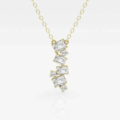 Anek | Emerald and Round Lab-Grown Diamond Cascade Design Necklace - Nivara
