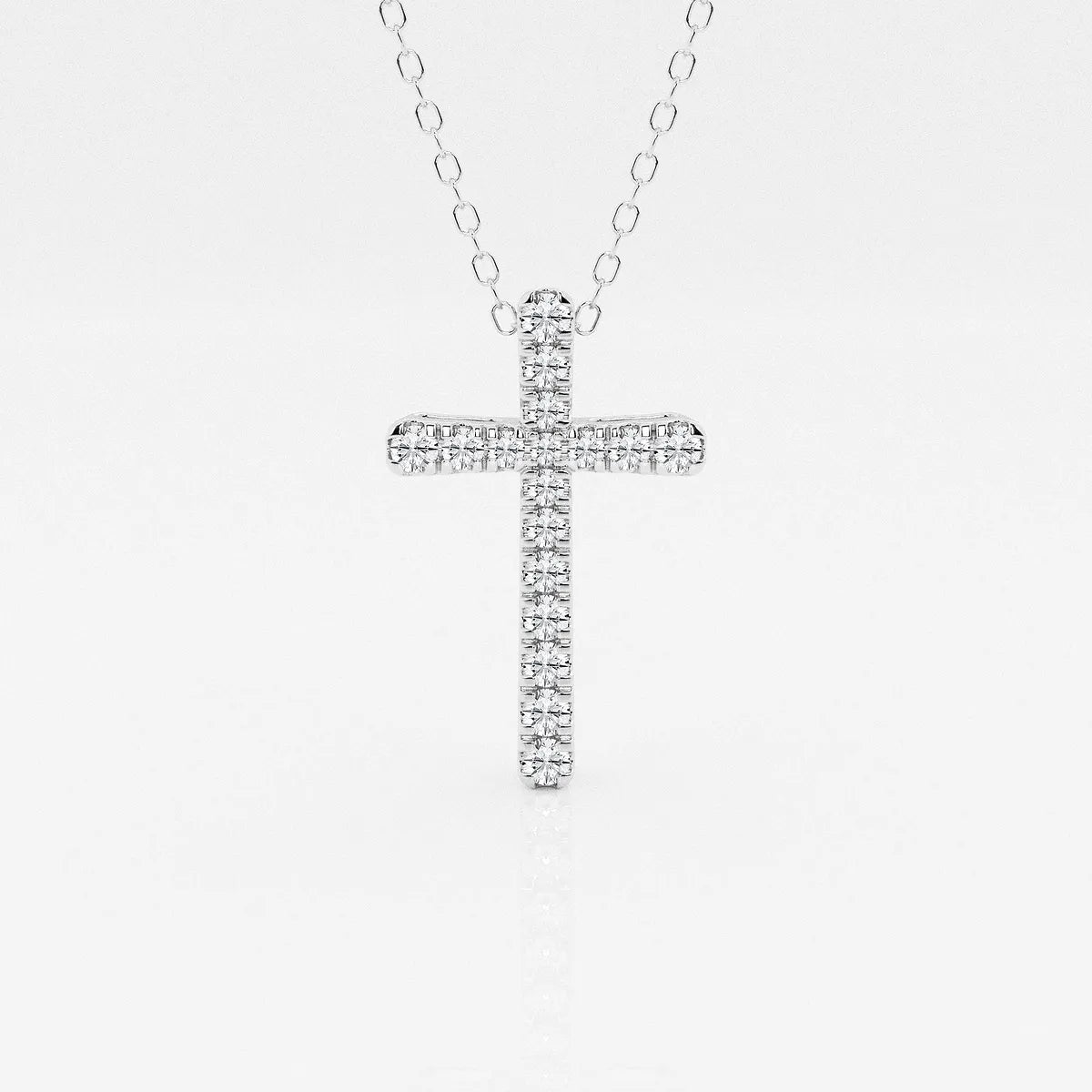 Anek | Round Lab-Grown Diamond French Pave Cross Pendant