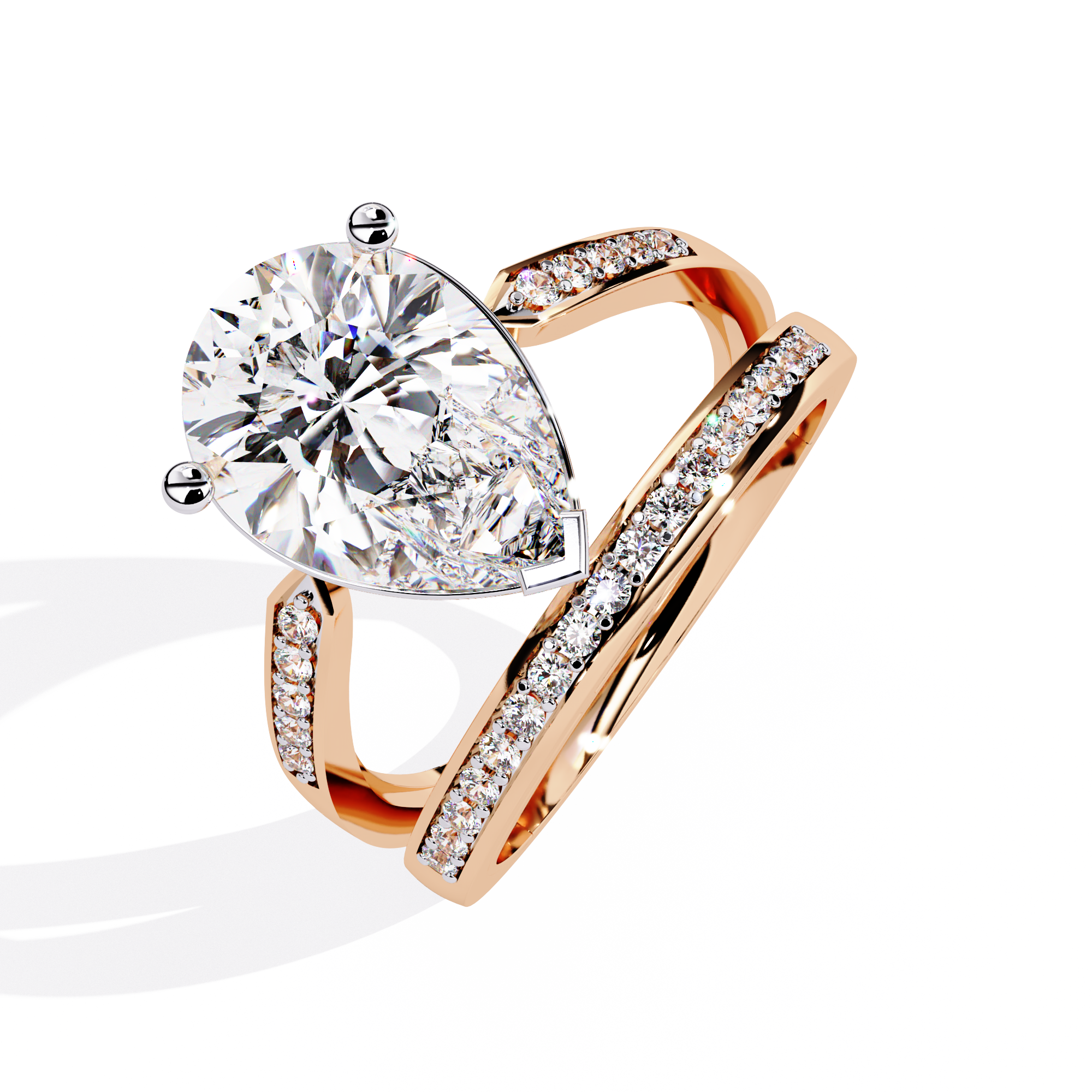 Mode | Classic Pear solitaire with small round diamond ring